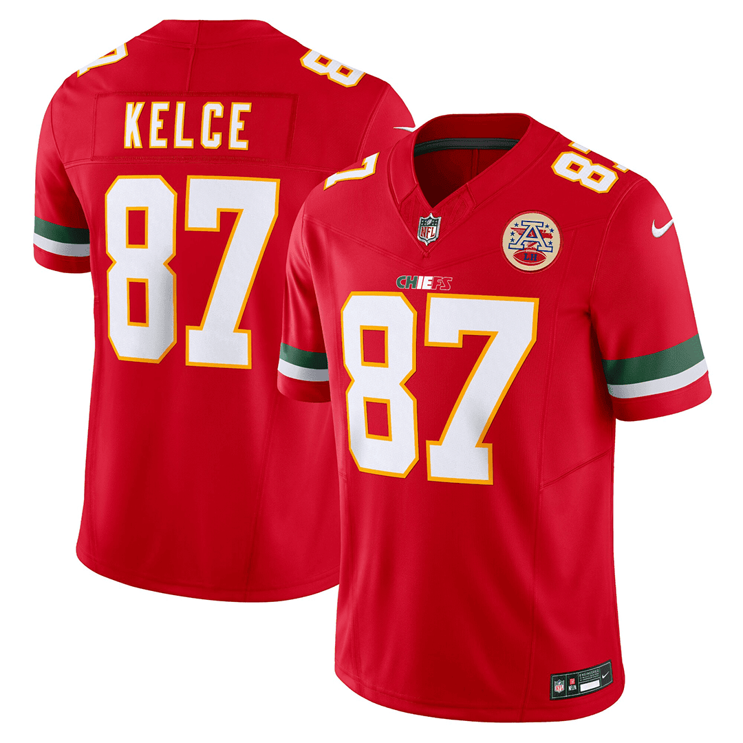 Travis Kelce Men's Kansas City Chiefs Mexico Edition Vapor Limited Red Jersey - All Stitched