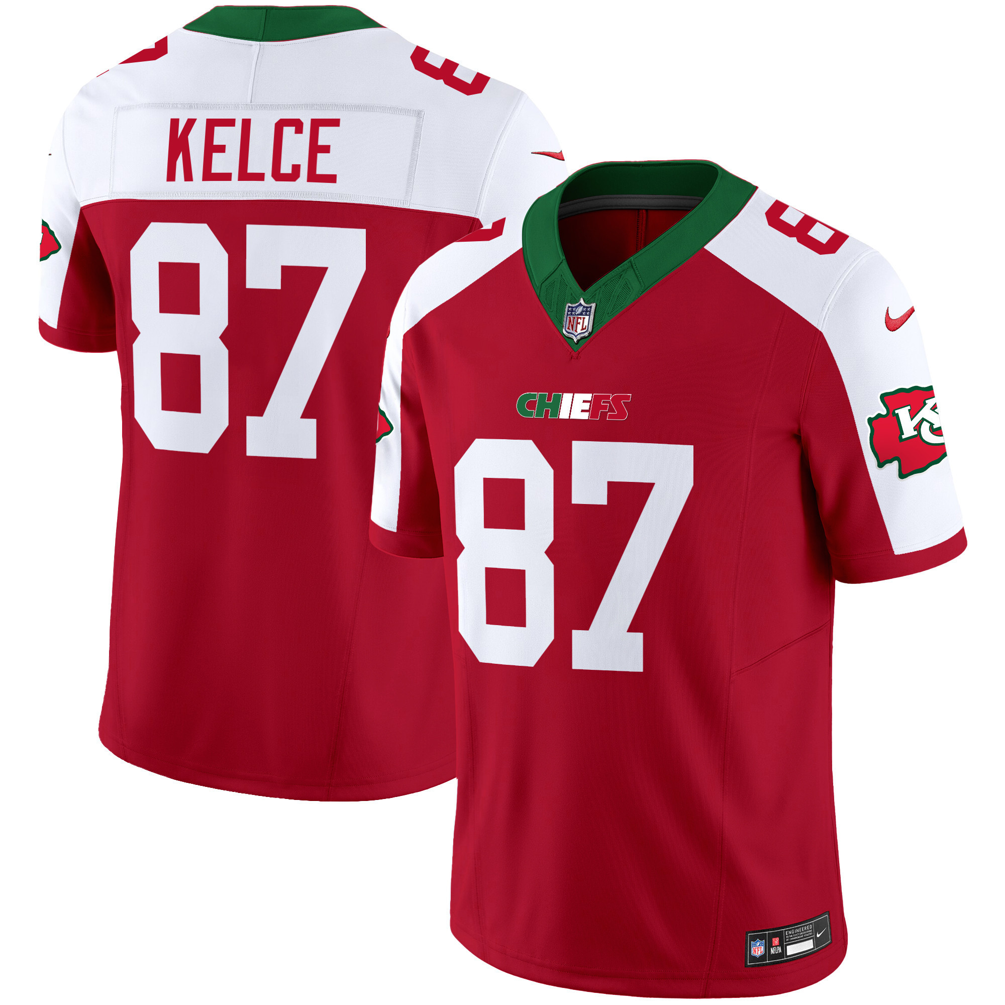 Travis Kelce Men's Kansas City Chiefs Mexico Vapor Limited Red Alternate Jersey - All Stitched