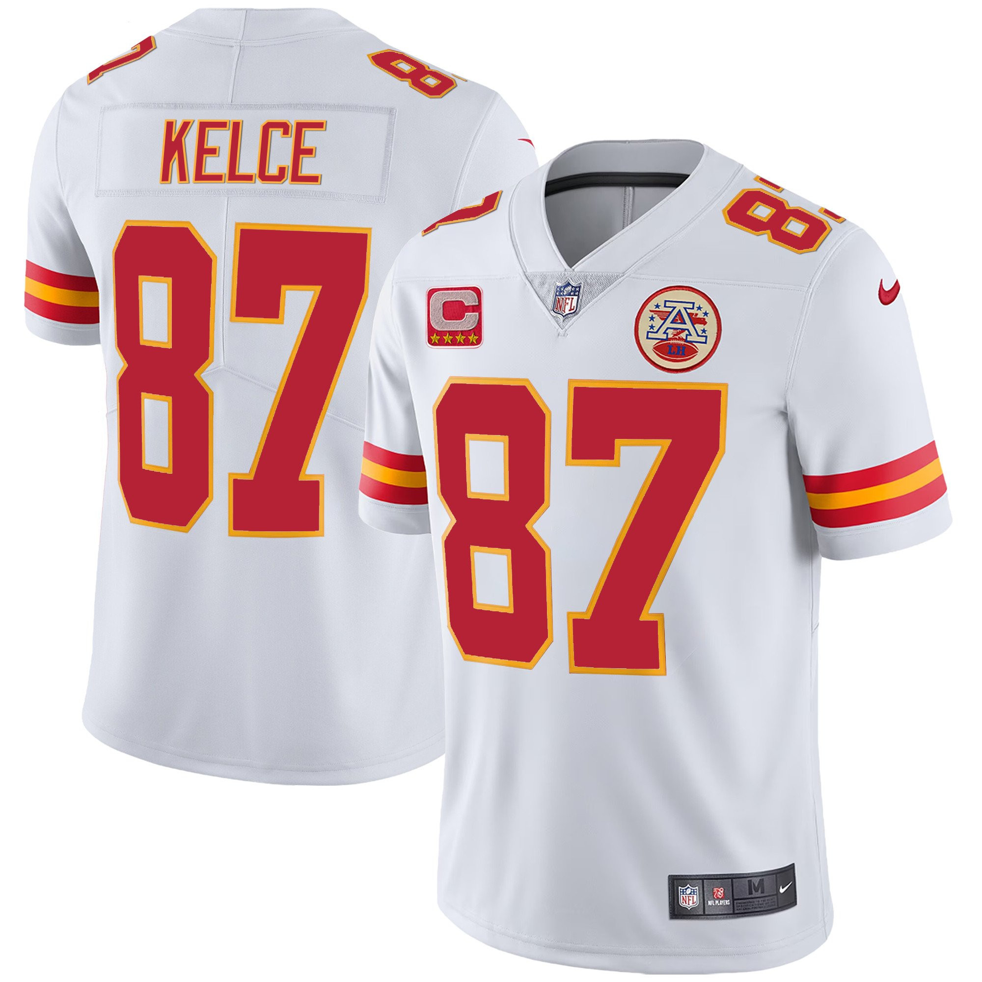 Travis Kelce Men's Kansas City Chiefs Player Vapor White Jersey - All Stitched