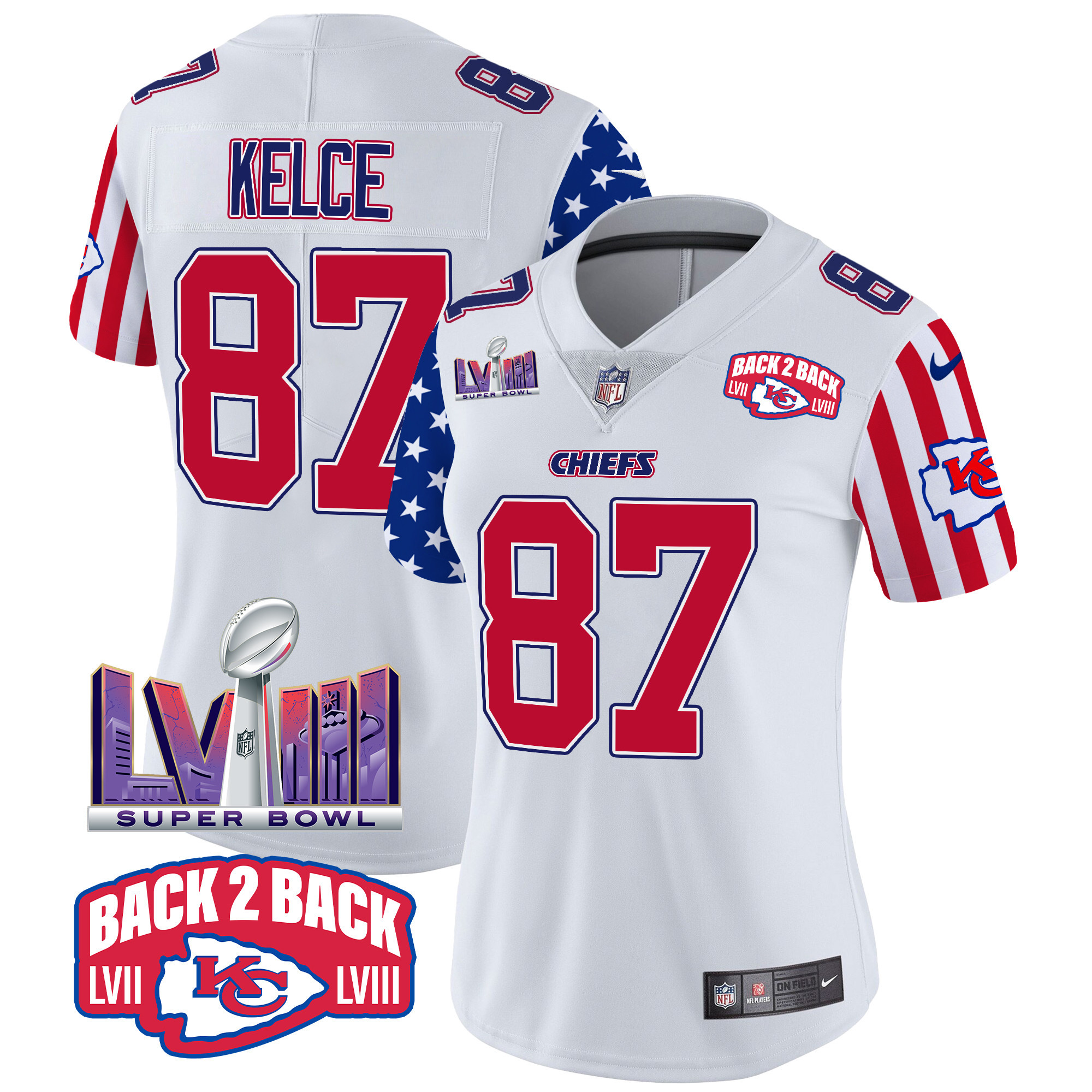 Travis Kelce Women's Kansas City Chiefs American Style Vapor Limited White Jersey - All Stitched