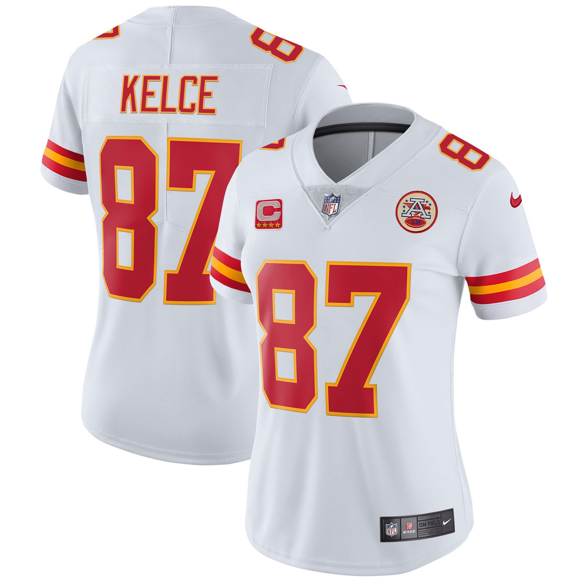 Travis Kelce Women's Kansas City Chiefs Player Vapor White Jersey - All Stitched