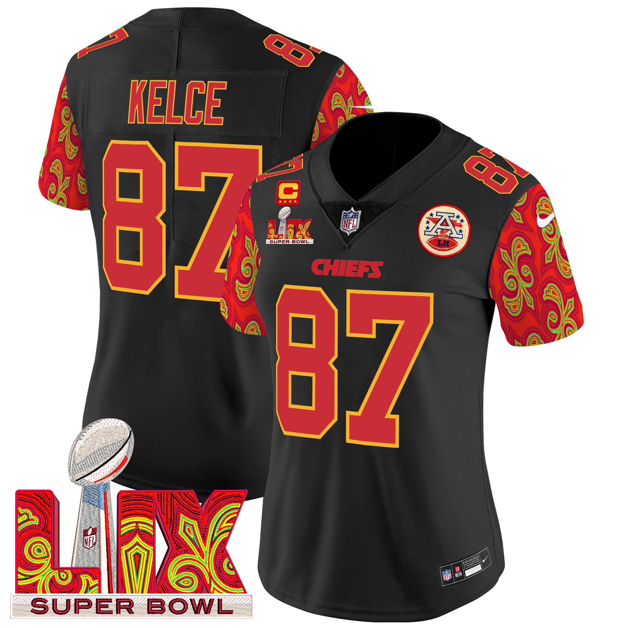 Travis Kelce Women's Kansas City Chiefs Super Bowl LIX Style Vapor Limited Black Jersey - All Stitched