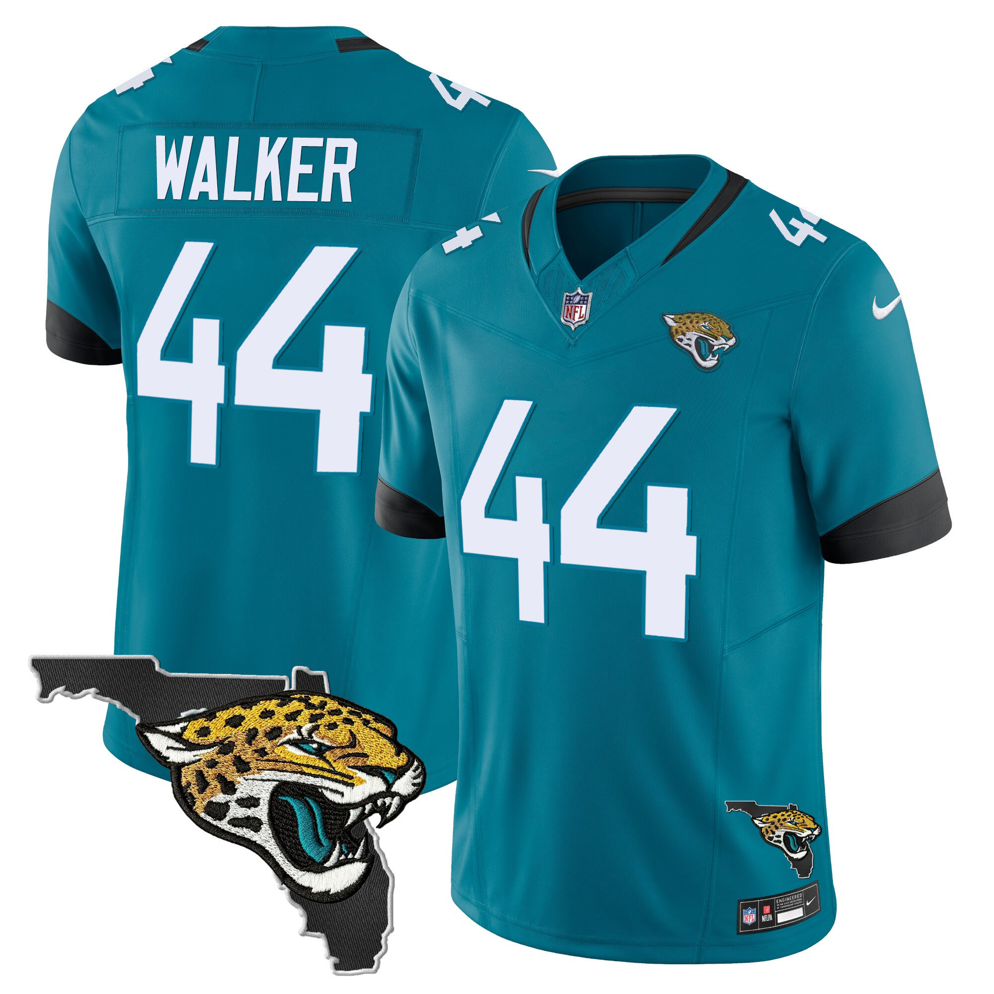 Travon Walker Men's Jacksonville Jaguars Florida Patch Vapor Teal Jersey - All Stitched