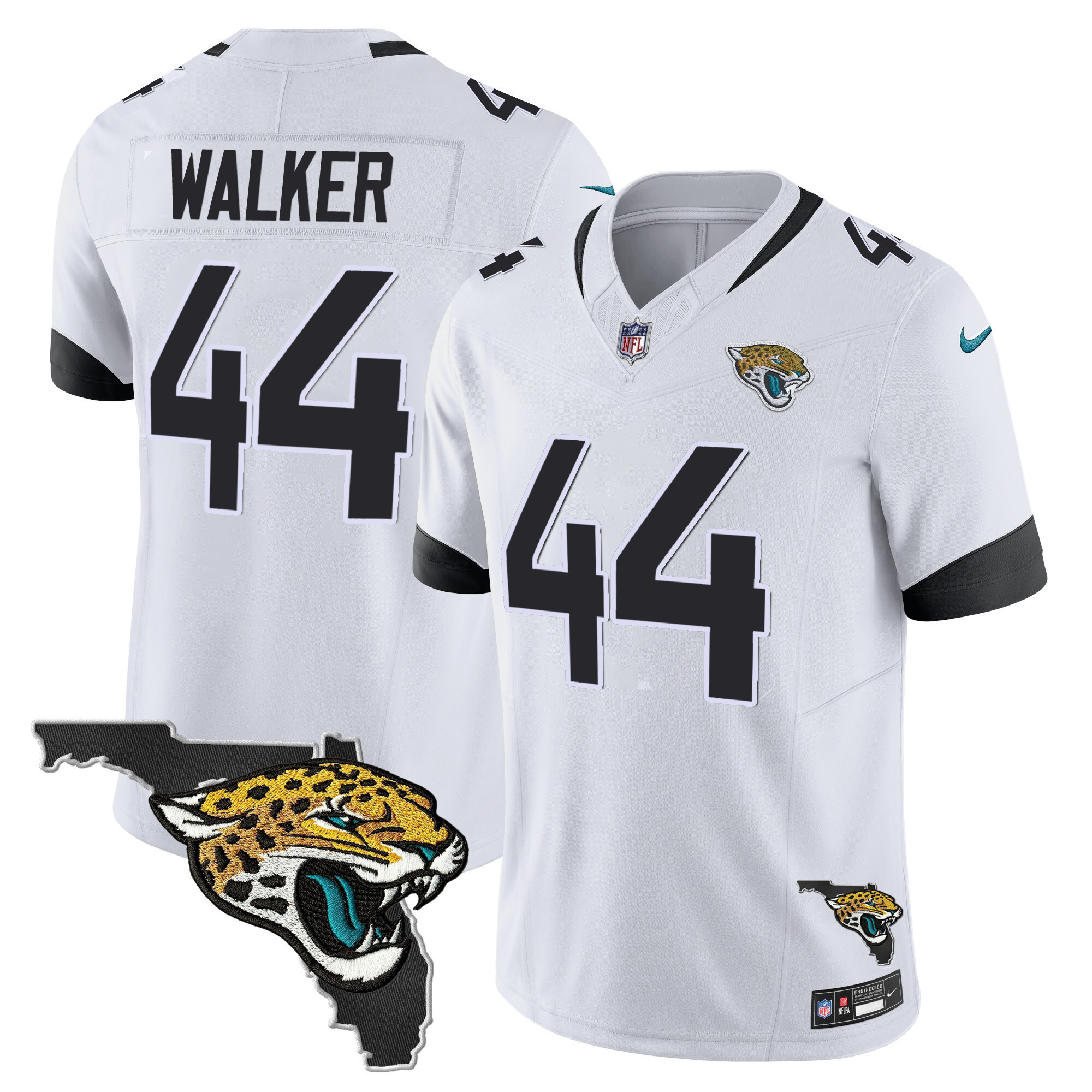 Travon Walker Men's Jacksonville Jaguars Florida Patch Vapor White Jersey - All Stitched