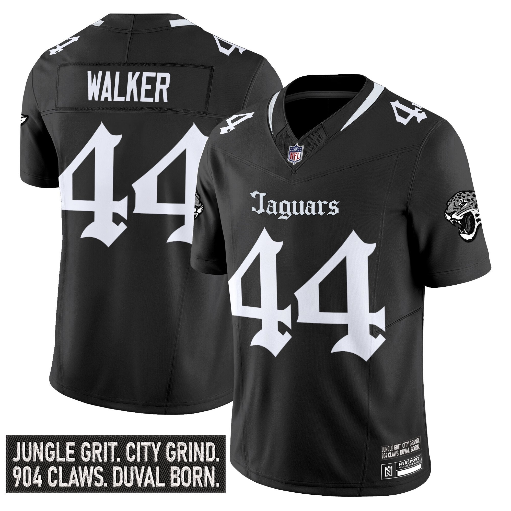 Travon Walker Men's Jacksonville Jaguars 'Gothic Duvall Shadows Edition' Vapor Black Jersey - All Stitched