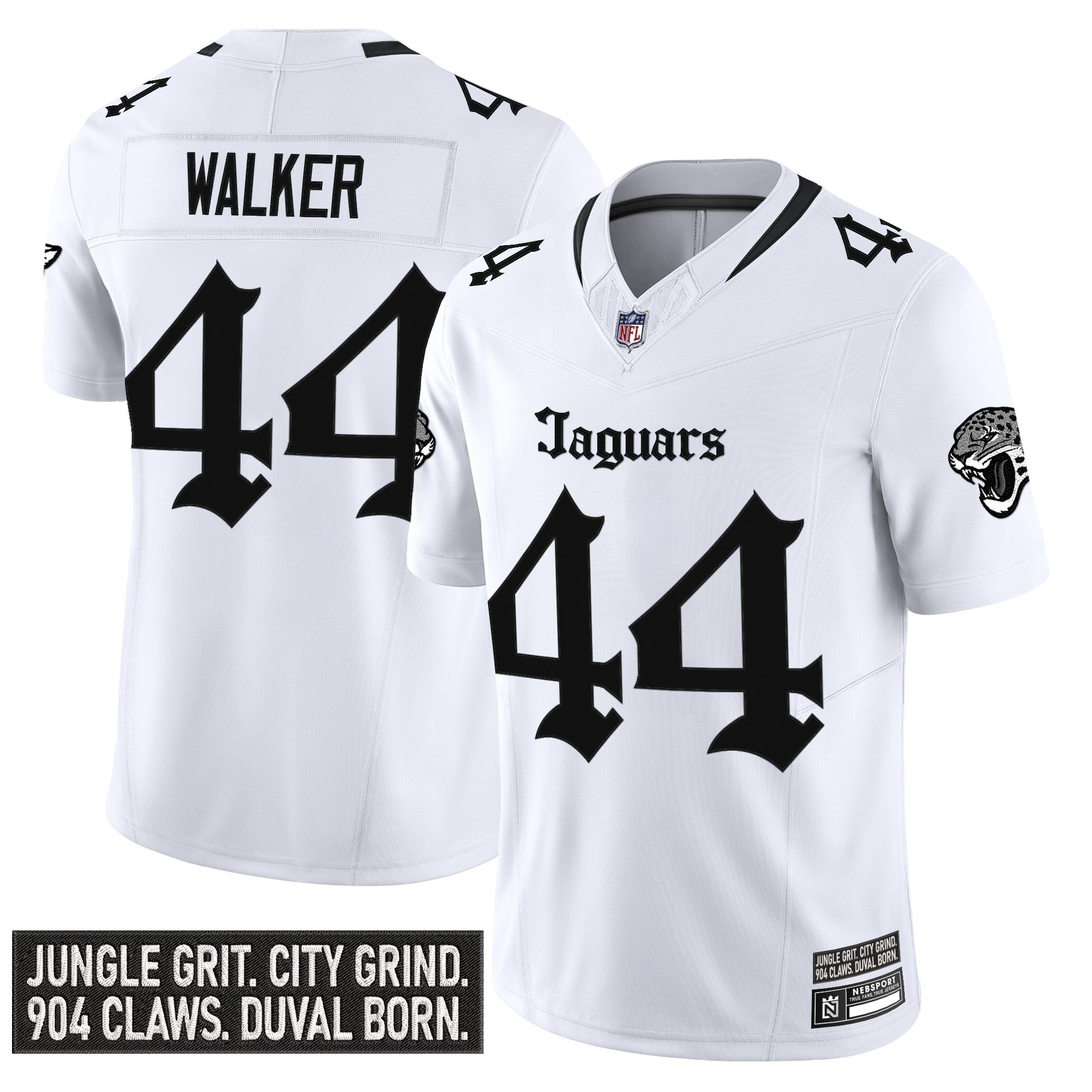 Travon Walker Men's Jacksonville Jaguars 'Gothic Duvall Shadows Edition' Vapor White Jersey - All Stitched