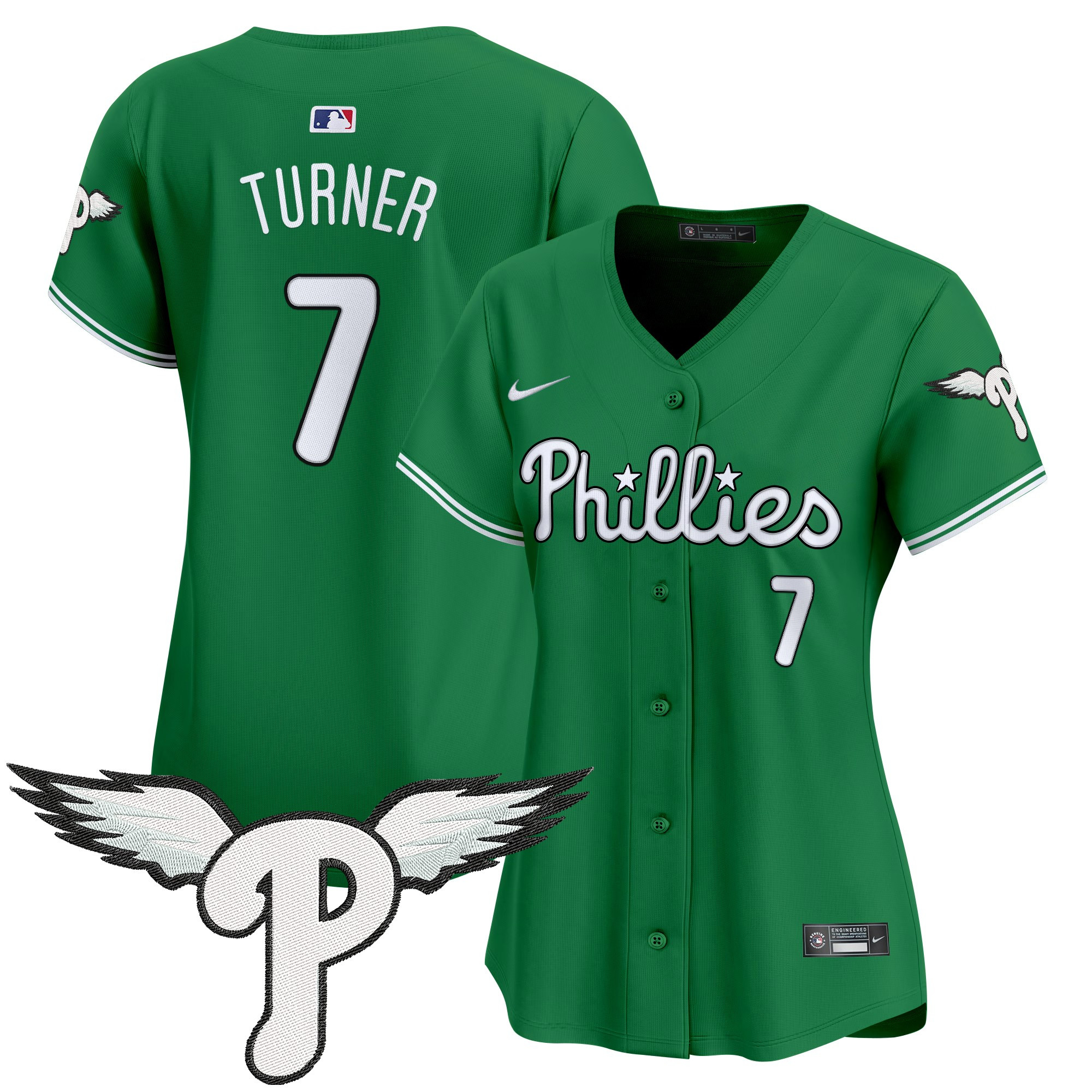 Trea Turner Women's Philadelphia Phillies 2025 Vapor Premier Limited Kelly Green Jersey - All Stitched