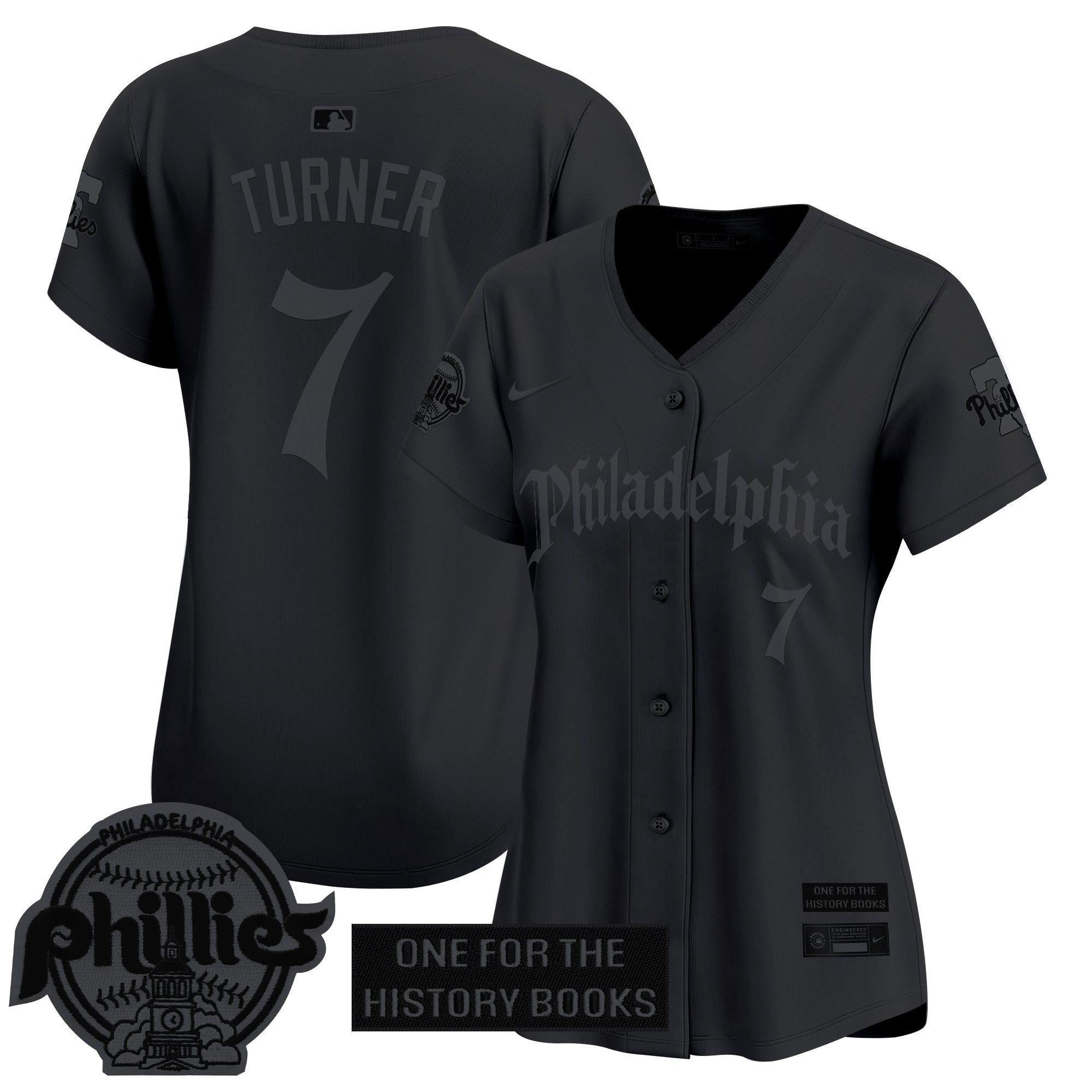 Trea Turner Women's Philadelphia Phillies 'Retro Newspaper Edition' Vapor Premier Limited Black Limited Jersey - All Stitched