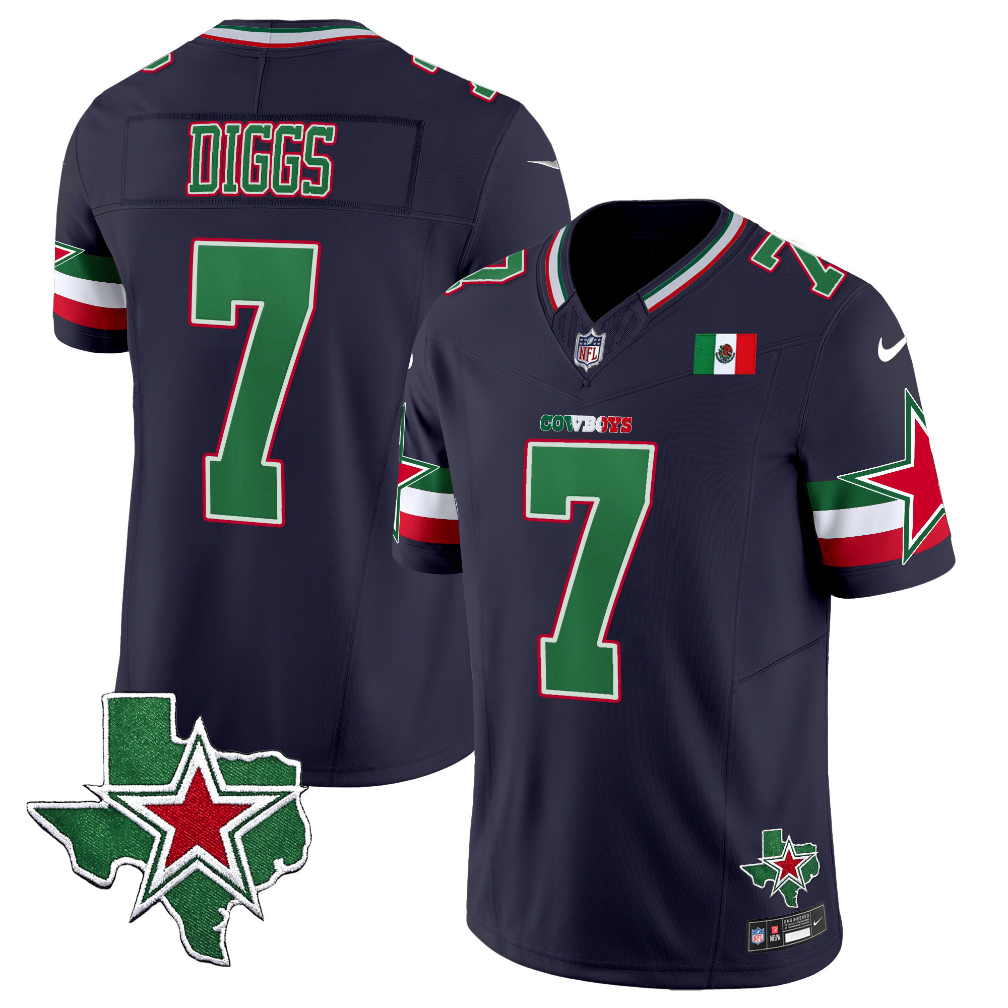 Trevon Diggs Men's Dallas Cowboys 2024 Mexico Vapor Limited Navy Jersey - All Stitched