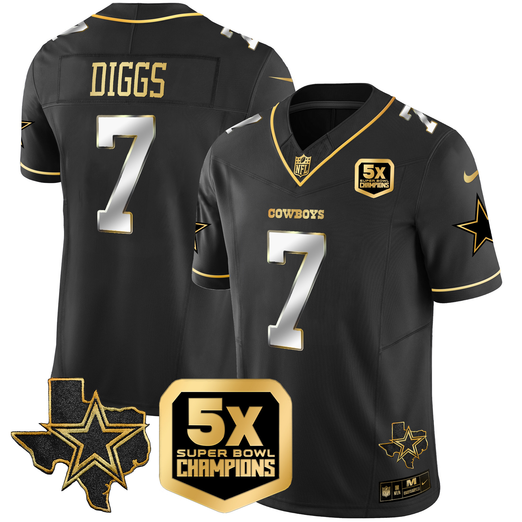 Trevon Diggs Men's Dallas Cowboys 5x Super Bowl Champions Vapor Limited Black Limited Jersey - All Stitched