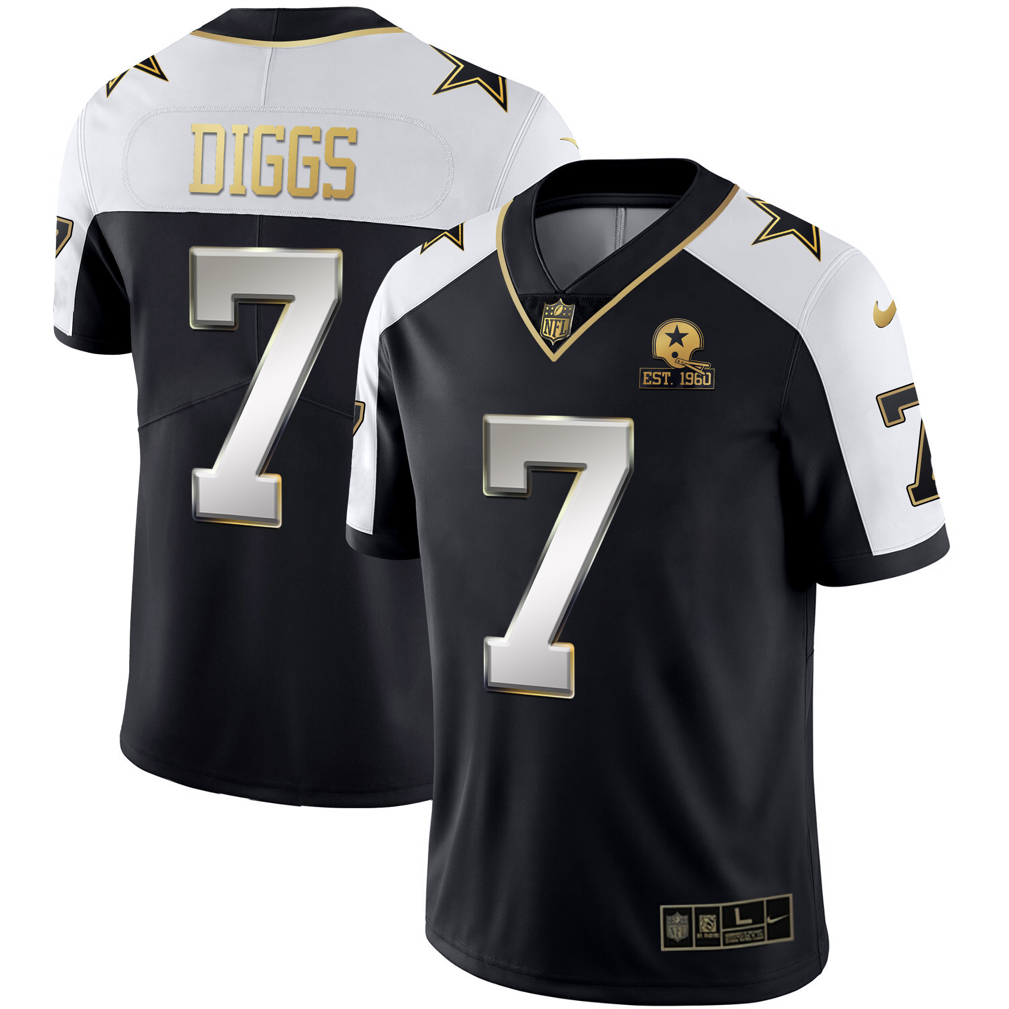 Trevon Diggs Men's Dallas Cowboys Alternate Vapor Black Gold & Navy Gold Limited - All Stitched Alternate Limited Jersey - All Stitched