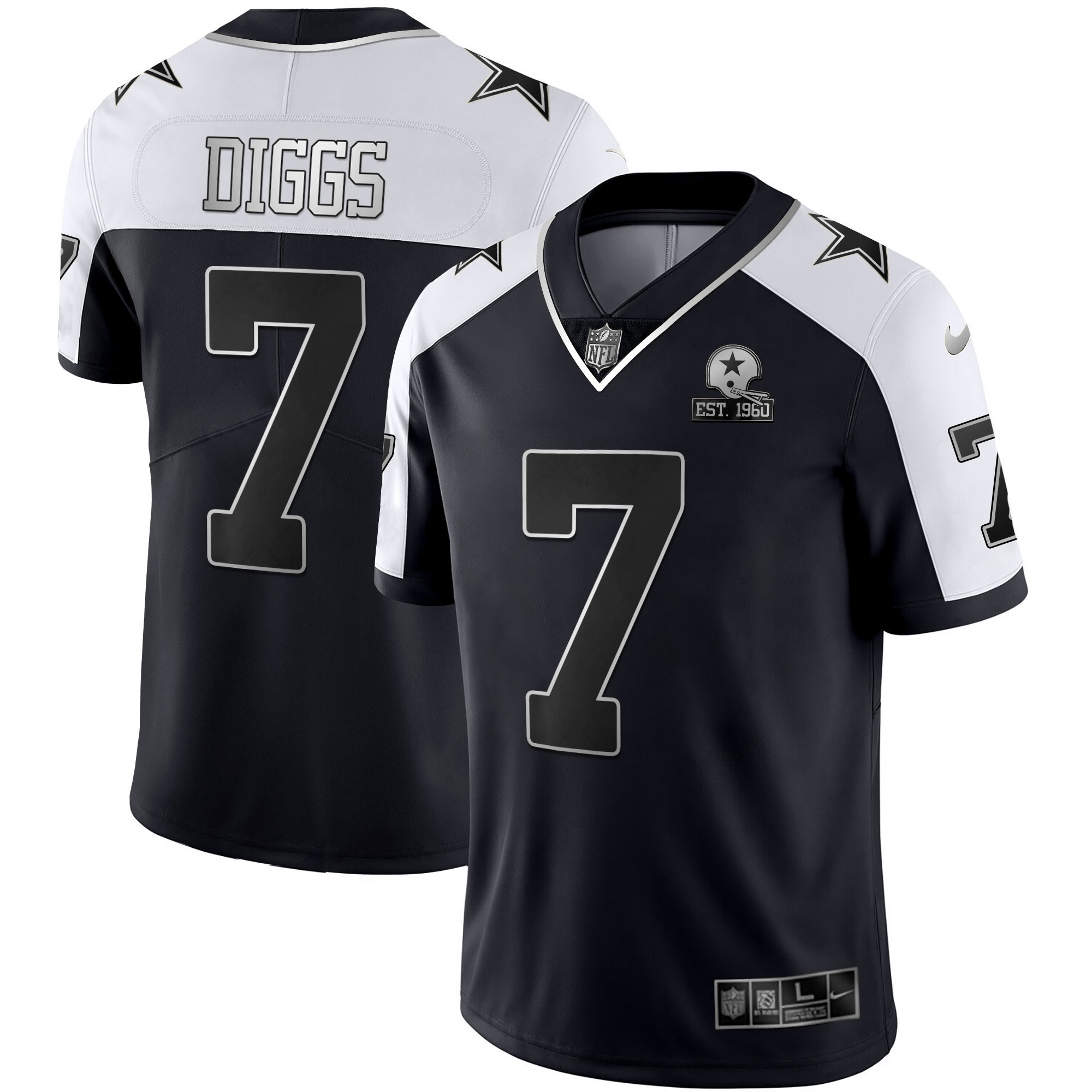 Trevon Diggs Men's Dallas Cowboys Alternate Vapor Black Gold & Navy Gold Limited - All Stitched Black Silver Jersey - All Stitched