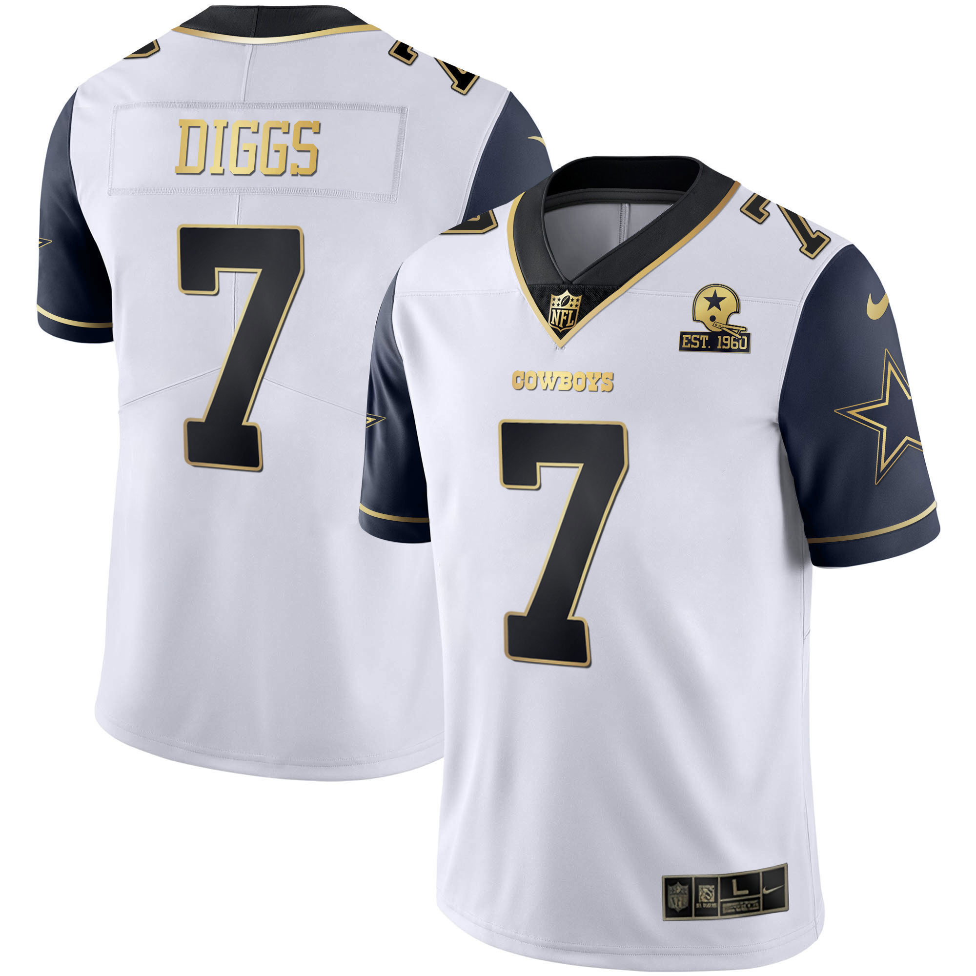 Trevon Diggs Men's Dallas Cowboys Alternate Vapor Black Gold & Navy Gold Limited - All Stitched Navy Color Rush Jersey - All Stitched