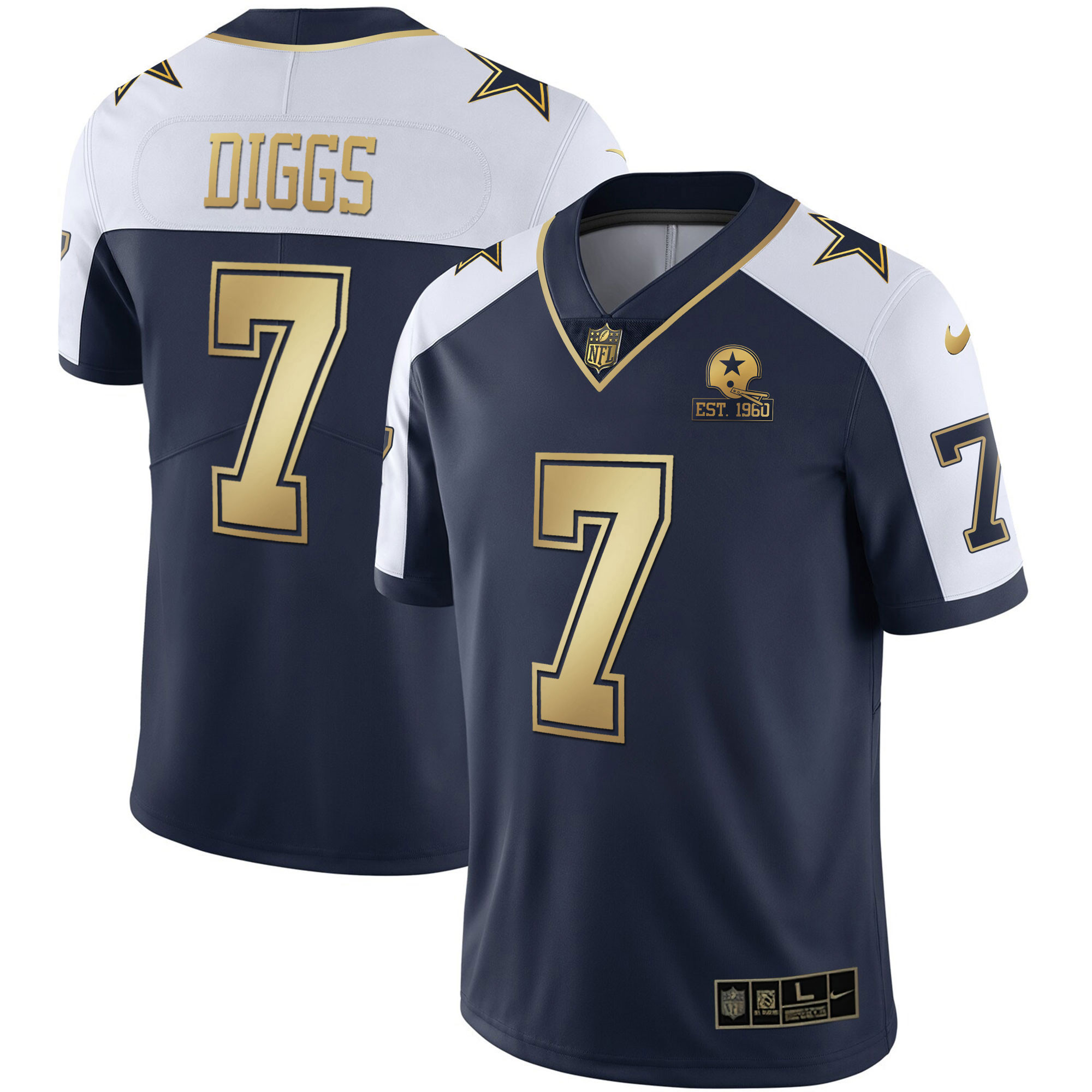 Trevon Diggs Men's Dallas Cowboys Alternate Vapor Black Gold & Navy Gold Limited - All Stitched Navy Gold Jersey - All Stitched