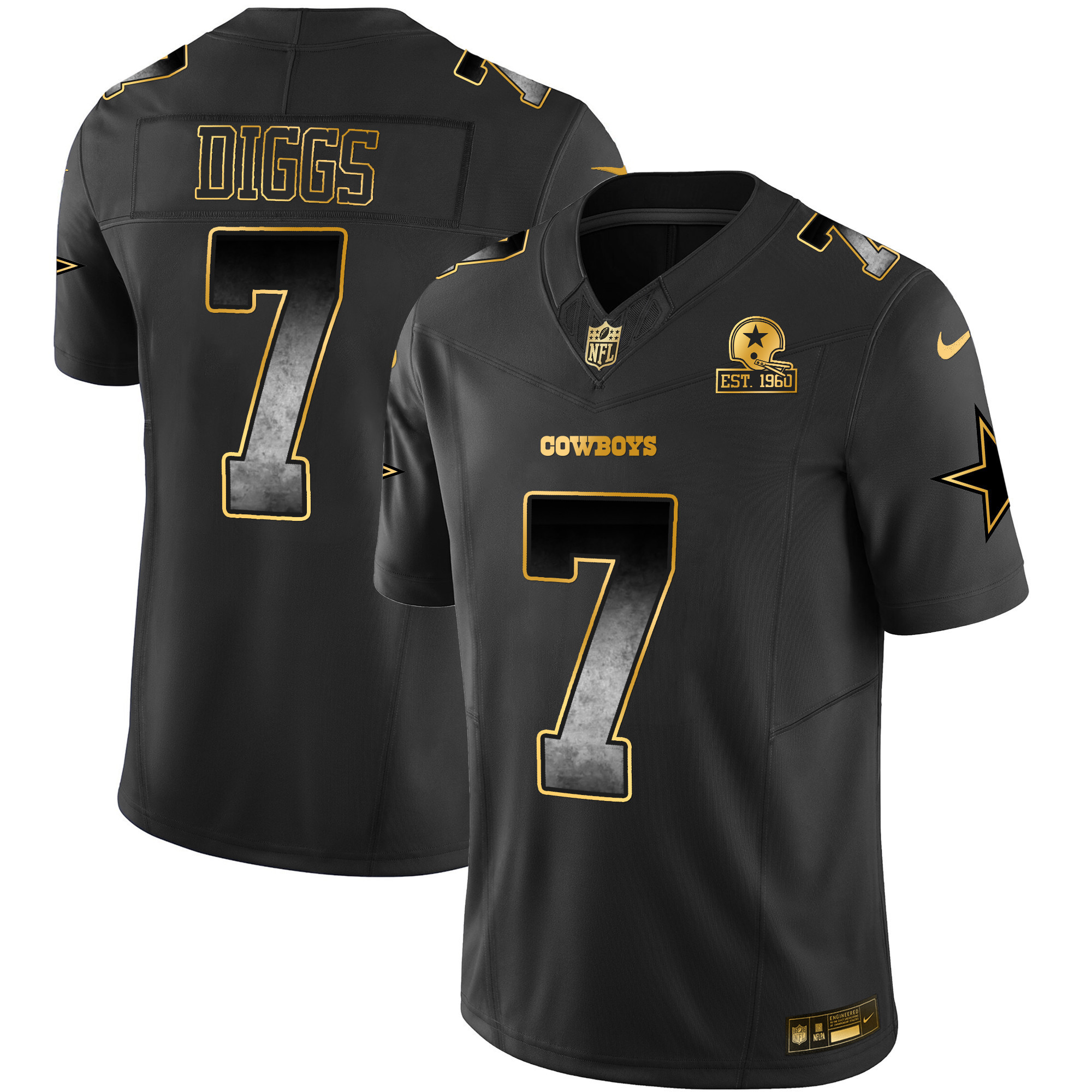 Trevon Diggs Men's Dallas Cowboys Arch Smoke Vapor Black Jersey - All Stitched