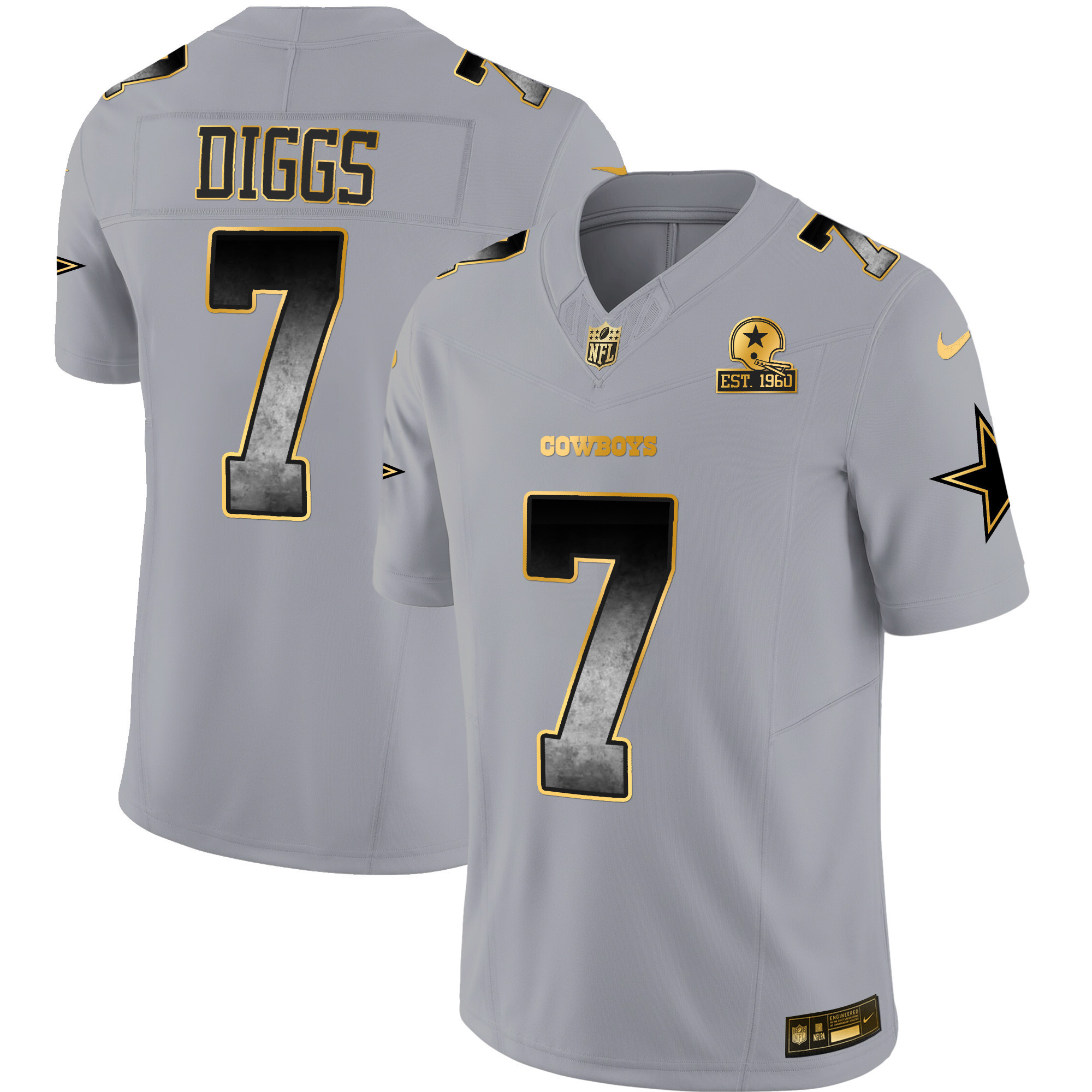 Trevon Diggs Men's Dallas Cowboys Arch Smoke Vapor Gray Jersey - All Stitched