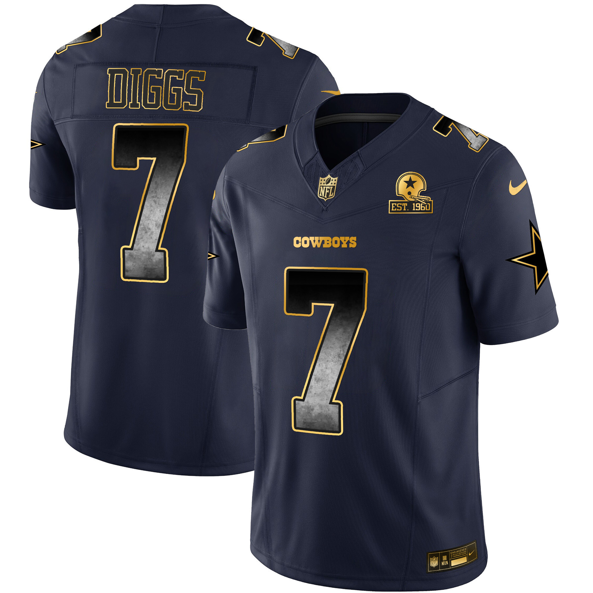 Trevon Diggs Men's Dallas Cowboys Arch Smoke Vapor Navy Jersey - All Stitched