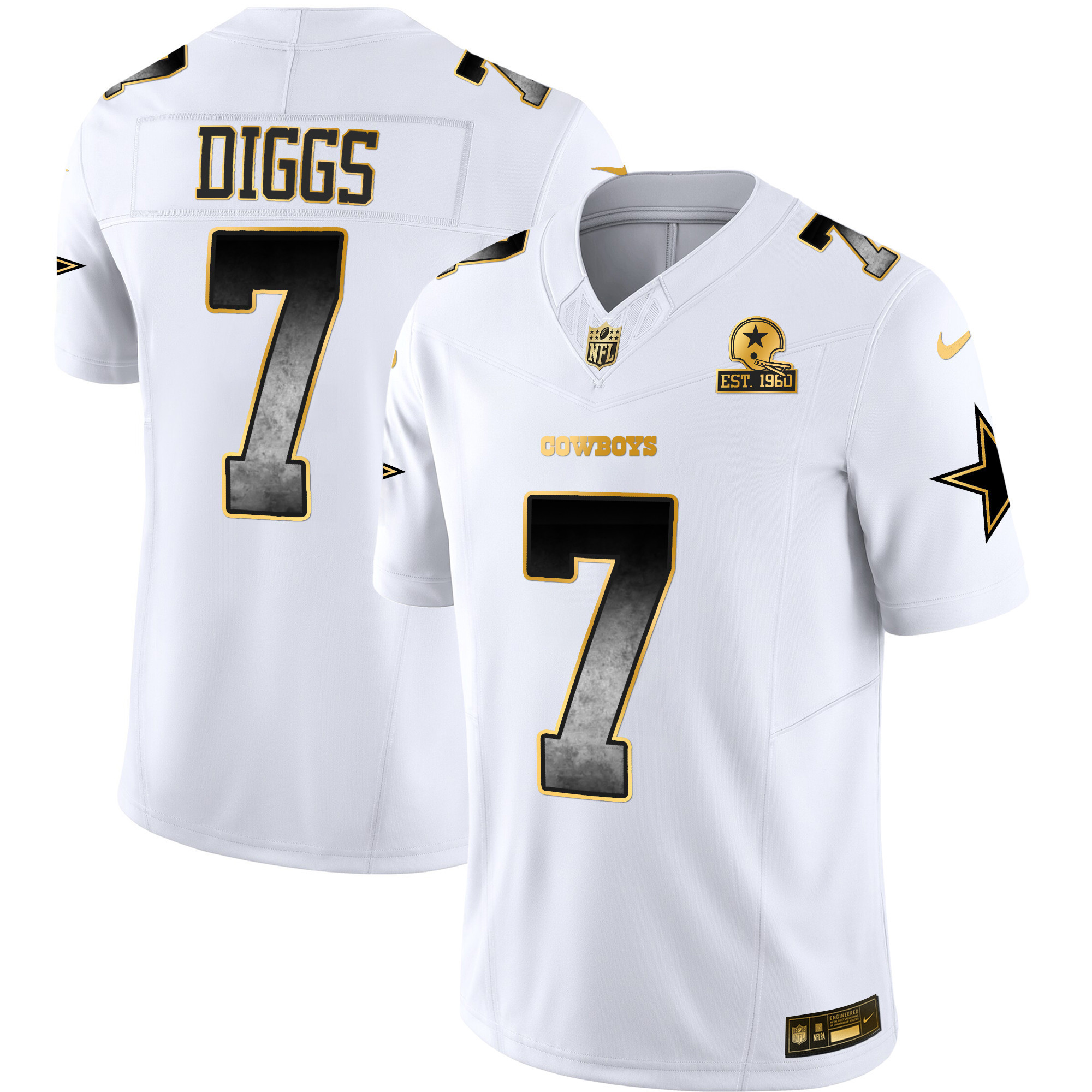 Trevon Diggs Men's Dallas Cowboys Arch Smoke Vapor White Jersey - All Stitched