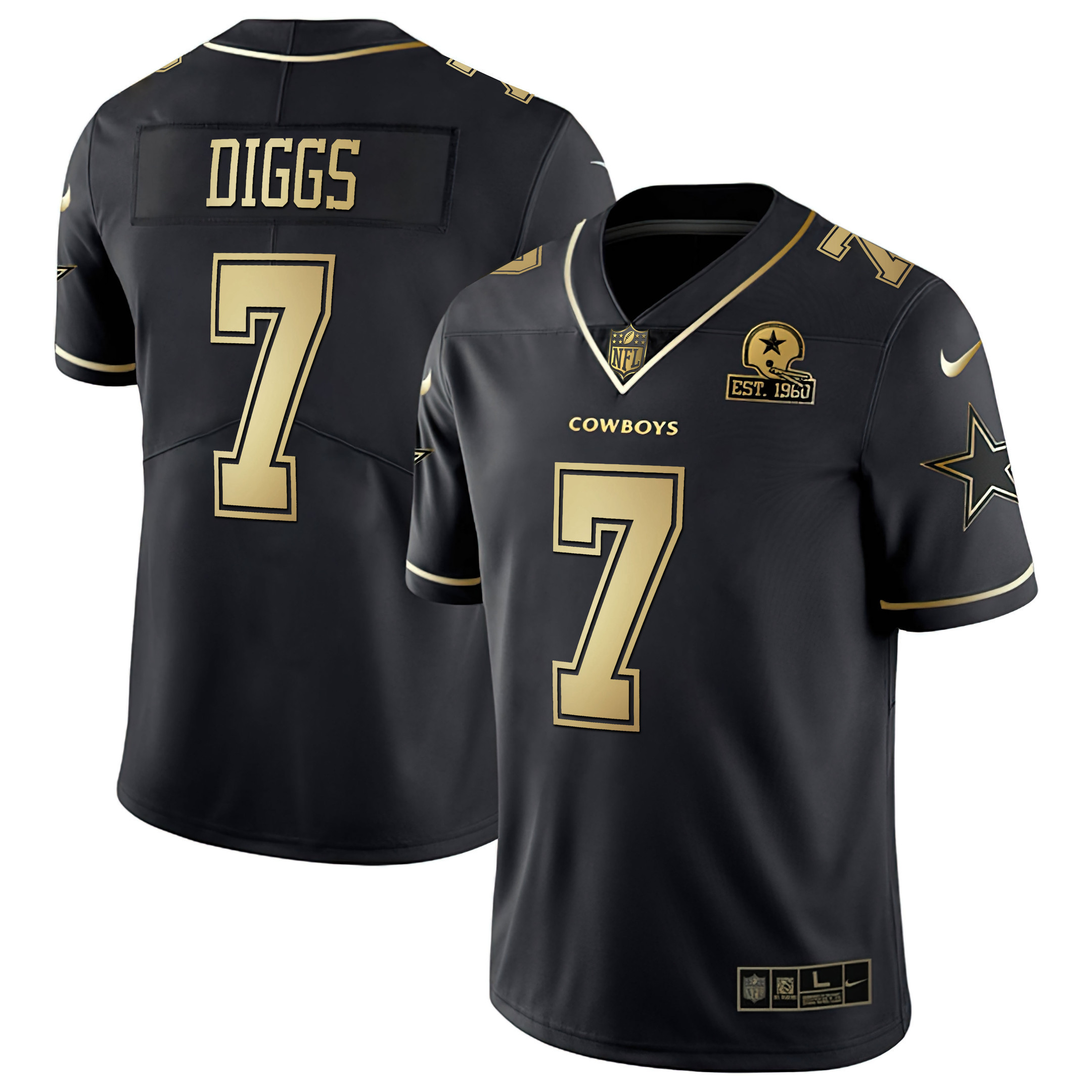Trevon Diggs Men's Dallas Cowboys Black & White Gold Vapor Limited - All Stitched Black Gold Jersey - All Stitched