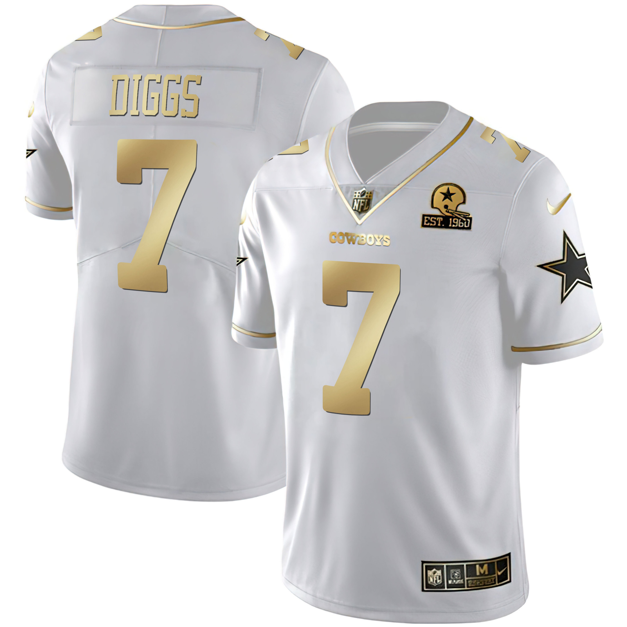 Trevon Diggs Men's Dallas Cowboys Black & White Gold Vapor Limited - All Stitched White Gold Jersey - All Stitched