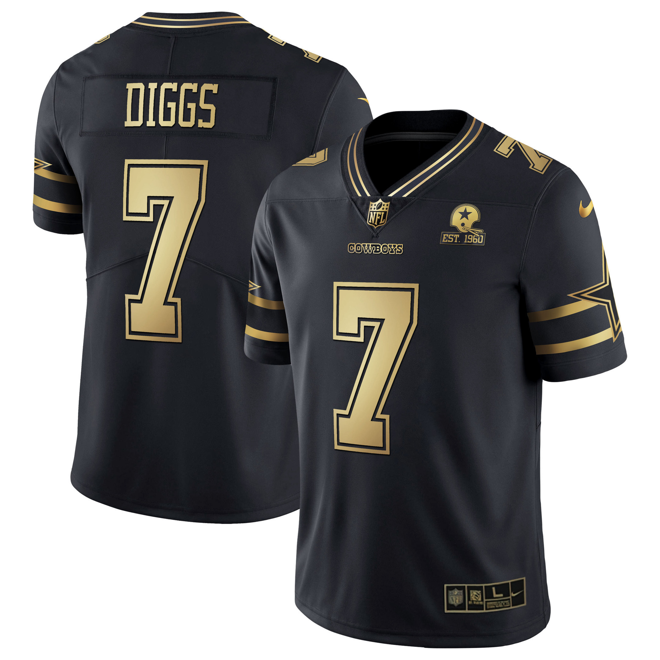 Trevon Diggs Men's Dallas Cowboys Black Gold Collection - All Stitched Vapor Gold Jersey - All Stitched