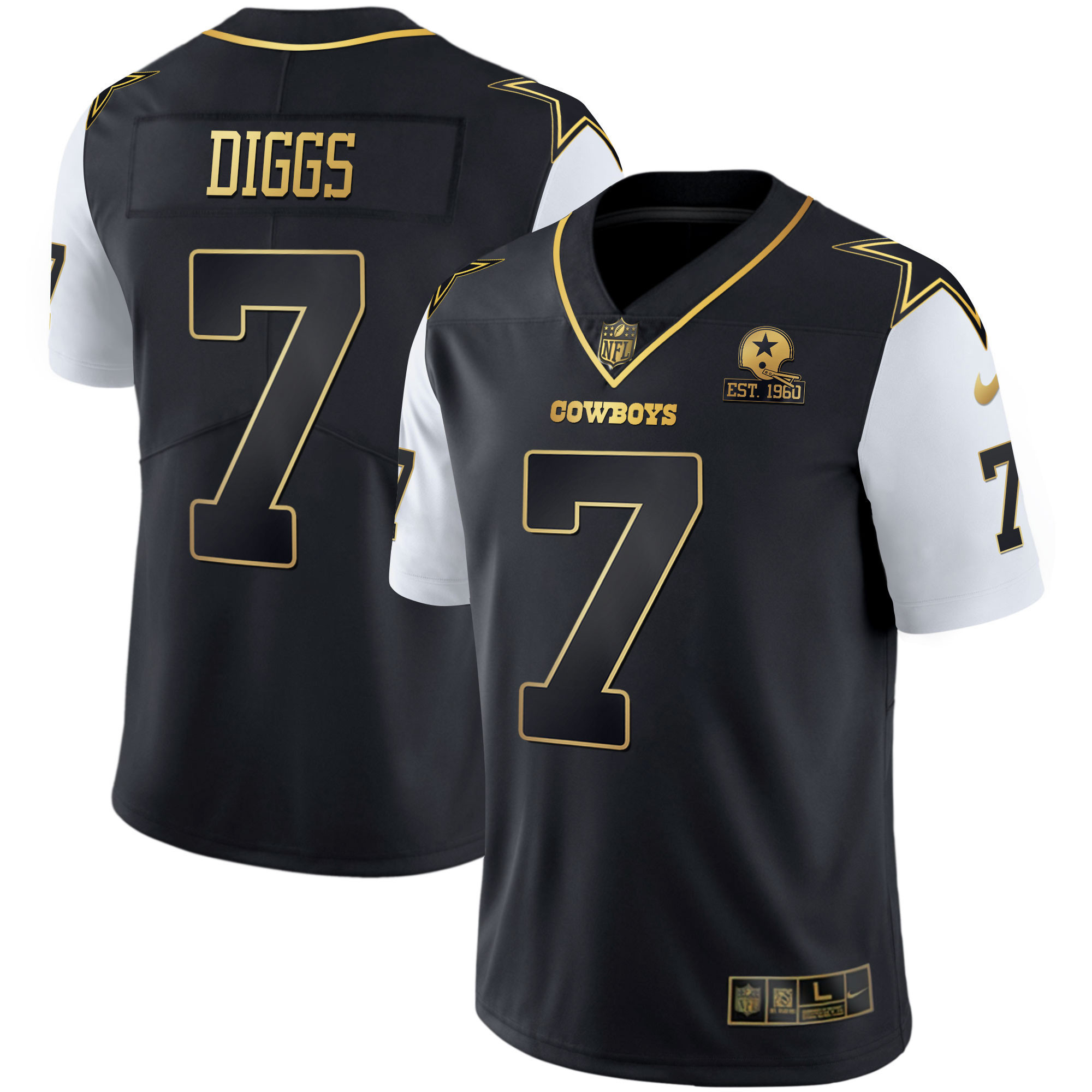 Trevon Diggs Men's Dallas Cowboys Color Rush Vapor Black & White Gold Limited - All Stitched Black Vapor Jersey - All Stitched