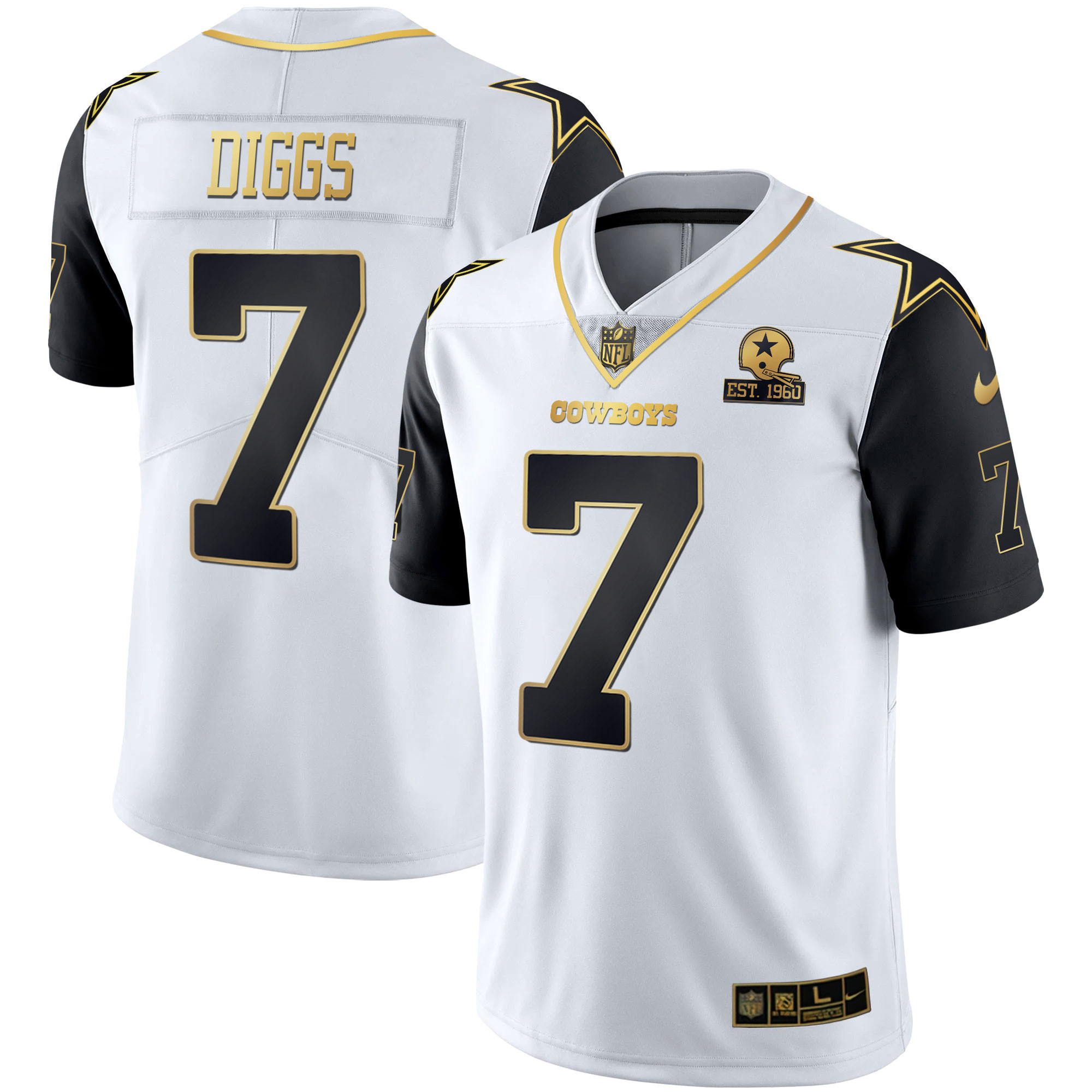 Trevon Diggs Men's Dallas Cowboys Color Rush Vapor Black & White Gold Limited - All Stitched White Vapor Jersey - All Stitched
