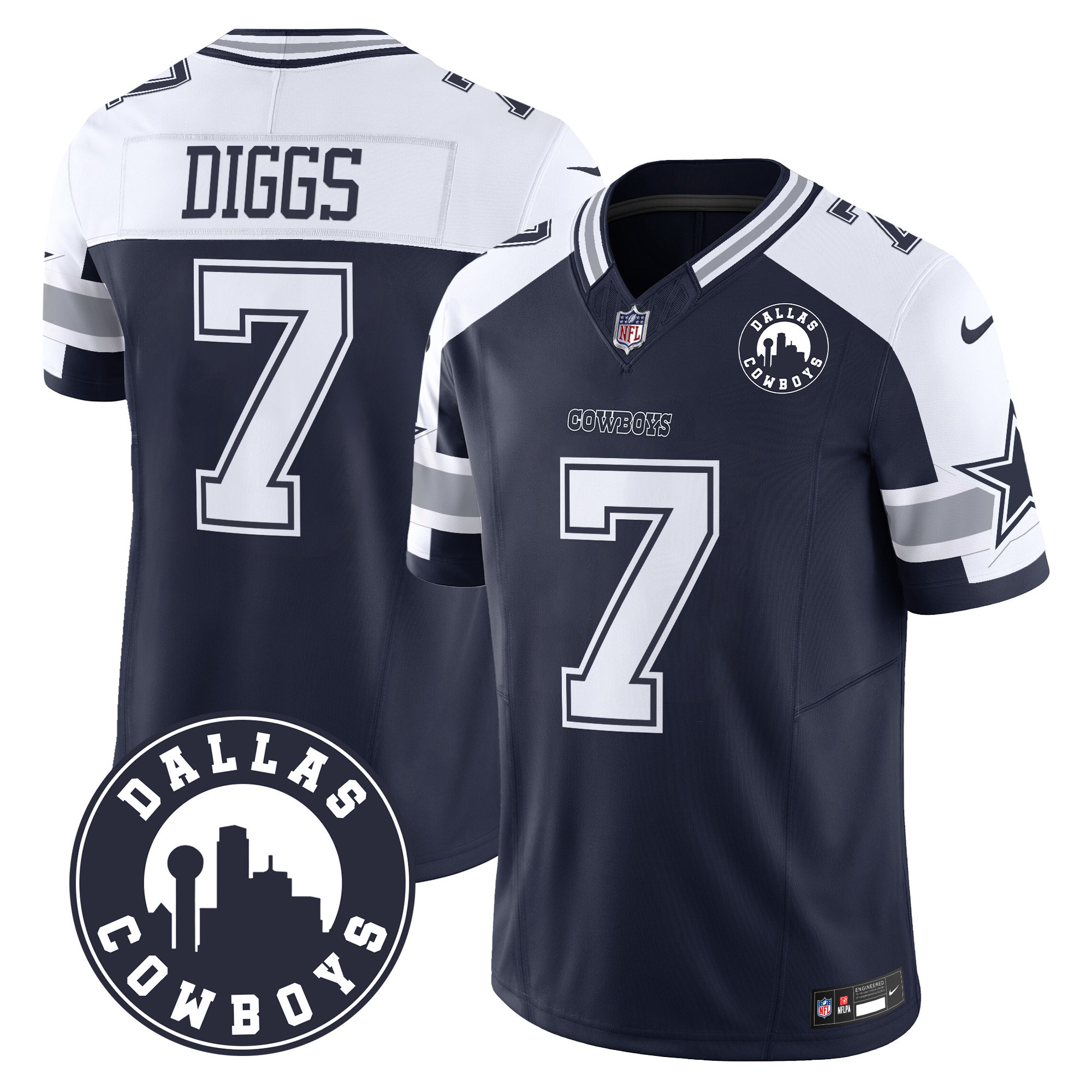 Trevon Diggs Men's Dallas Cowboys "Dallas City" Patch Vapor Limited Alternate Jersey - All Stitched