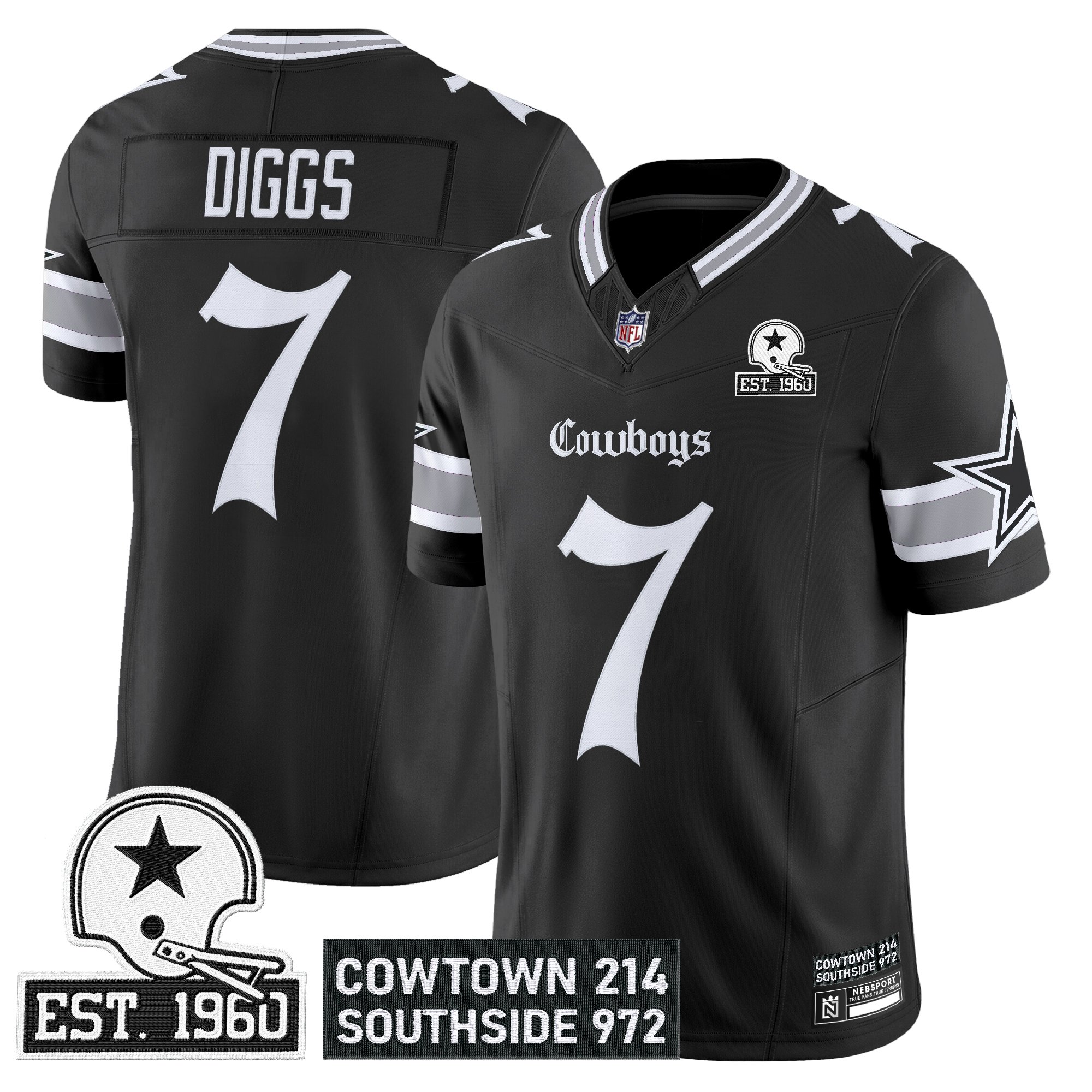 Trevon Diggs Men's Dallas Cowboys 'Gothic Lone Star Edition' Vapor Limited Black Jersey - All Stitched