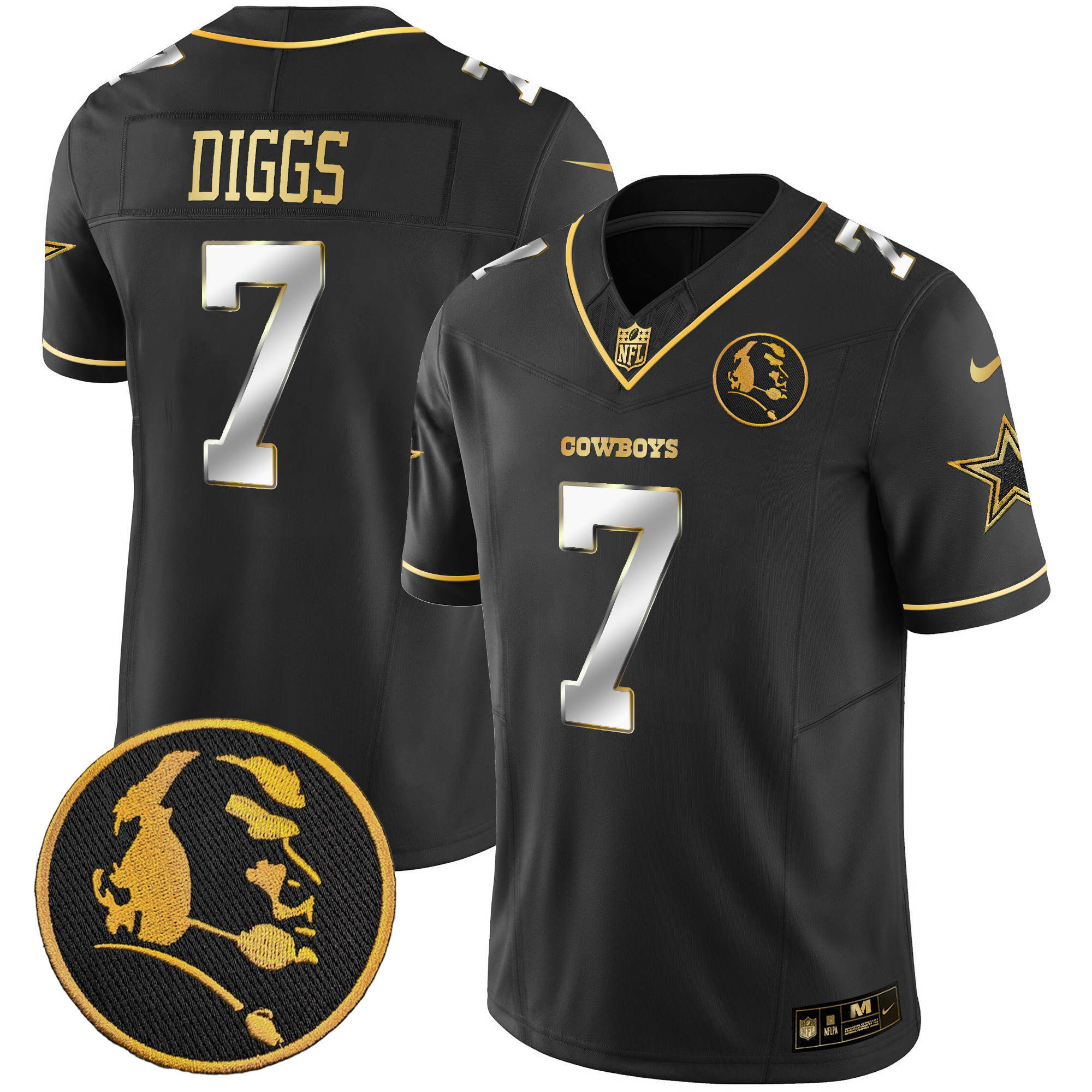 Trevon Diggs Men's Dallas Cowboys John Madden Patch Gold Vapor Black Limited Jersey - All Stitched