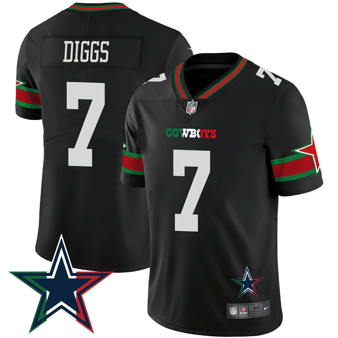 Trevon Diggs Men's Dallas Cowboys Mexico Vapor Black Jersey - All Stitched