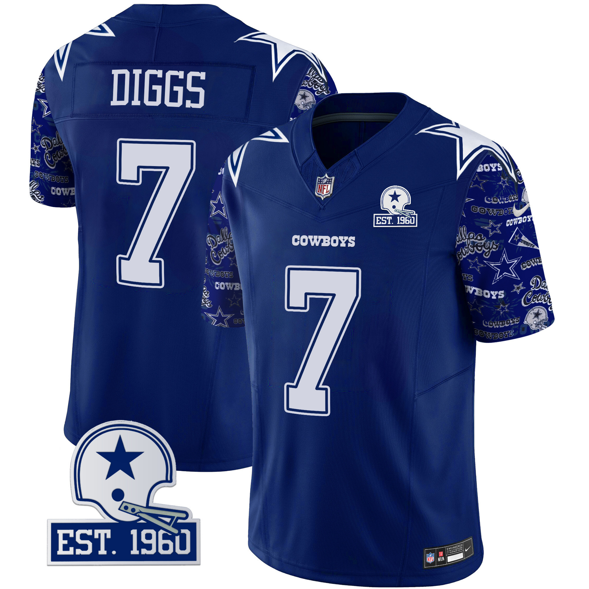Trevon Diggs Men's Dallas Cowboys Pattern Style Vapor Limited Royal Jersey - All Stitched