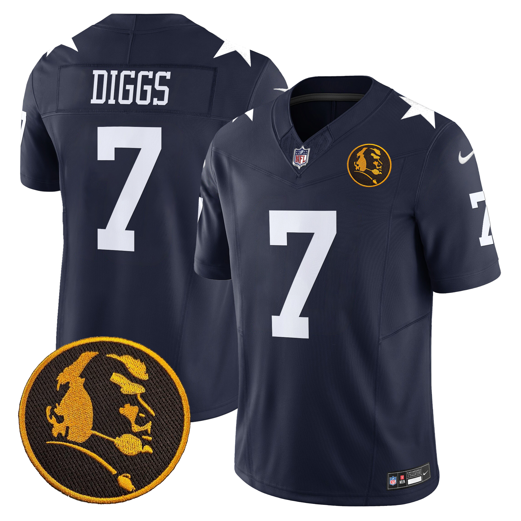 Trevon Diggs Men's Dallas Cowboys Texas & John Madden Patch Vapor Limited Navy Jersey - All Stitched