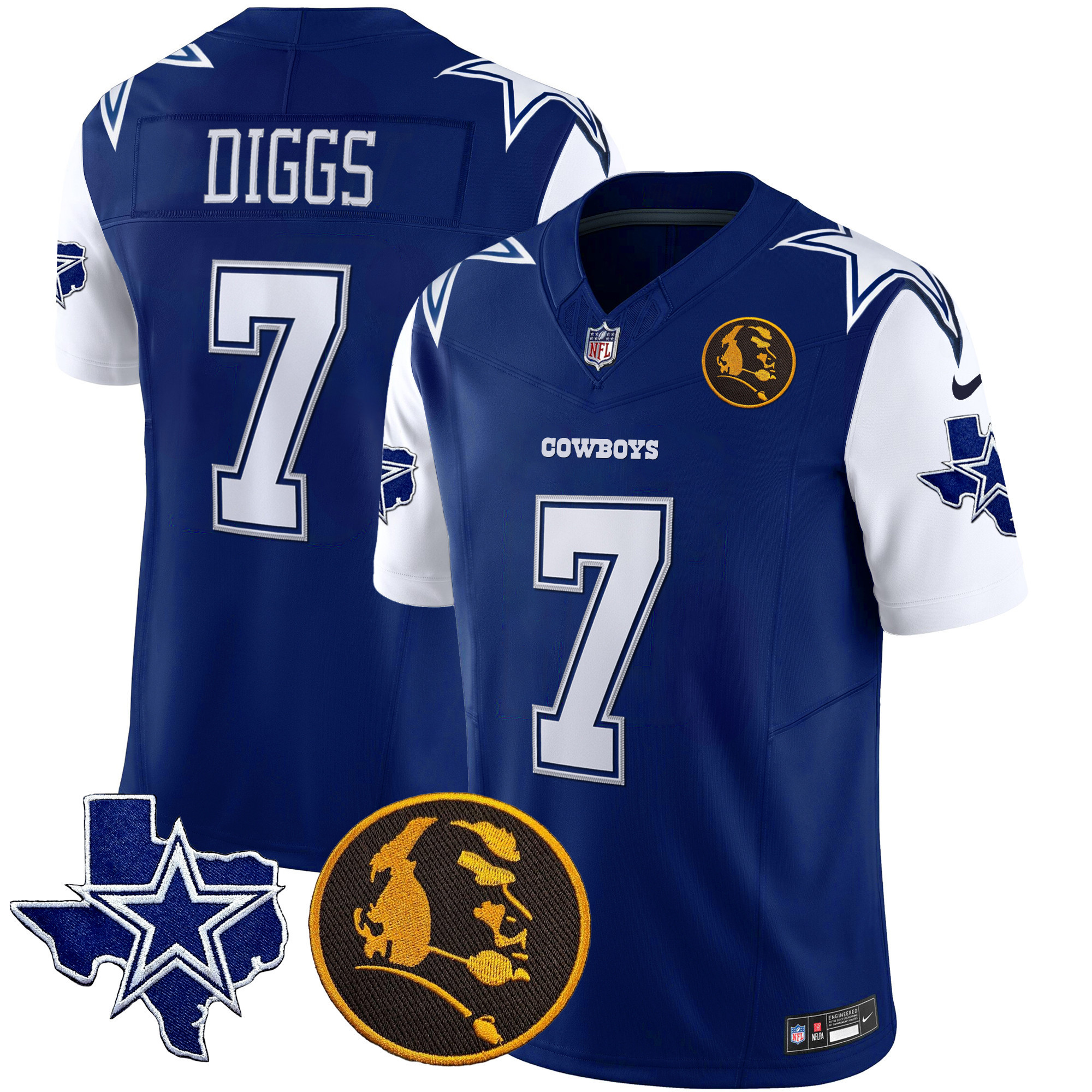 Trevon Diggs Men's Dallas Cowboys Texas & John Madden Patch Vapor Royal Jersey - All Stitched
