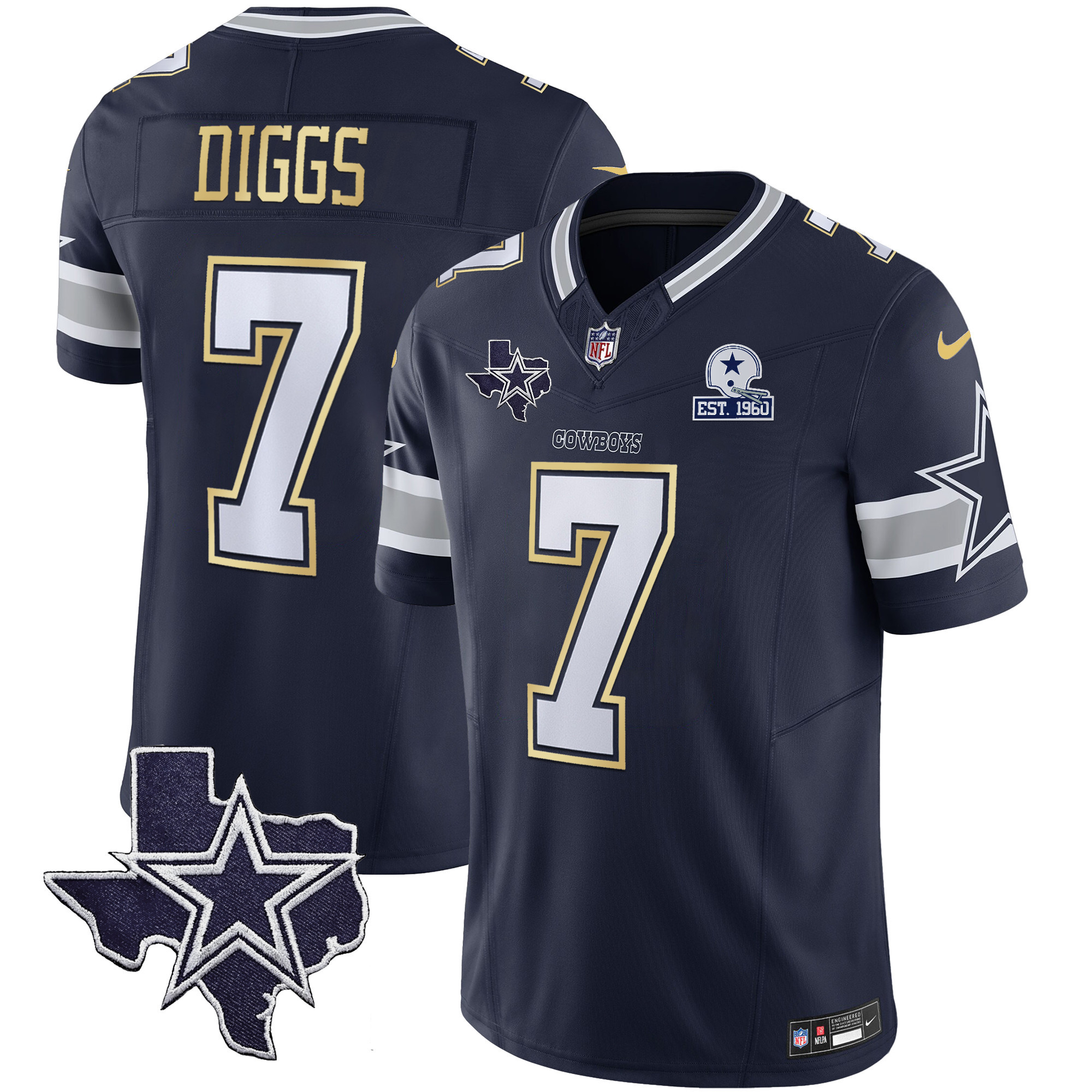 Trevon Diggs Men's Dallas Cowboys Vapor Gold Navy Gold Jersey - All Stitched
