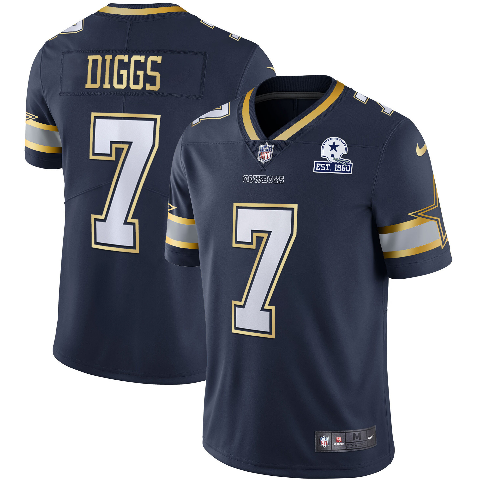 Trevon Diggs Men's Dallas Cowboys Vapor Gold Navy Gold Jersey - All Stitched