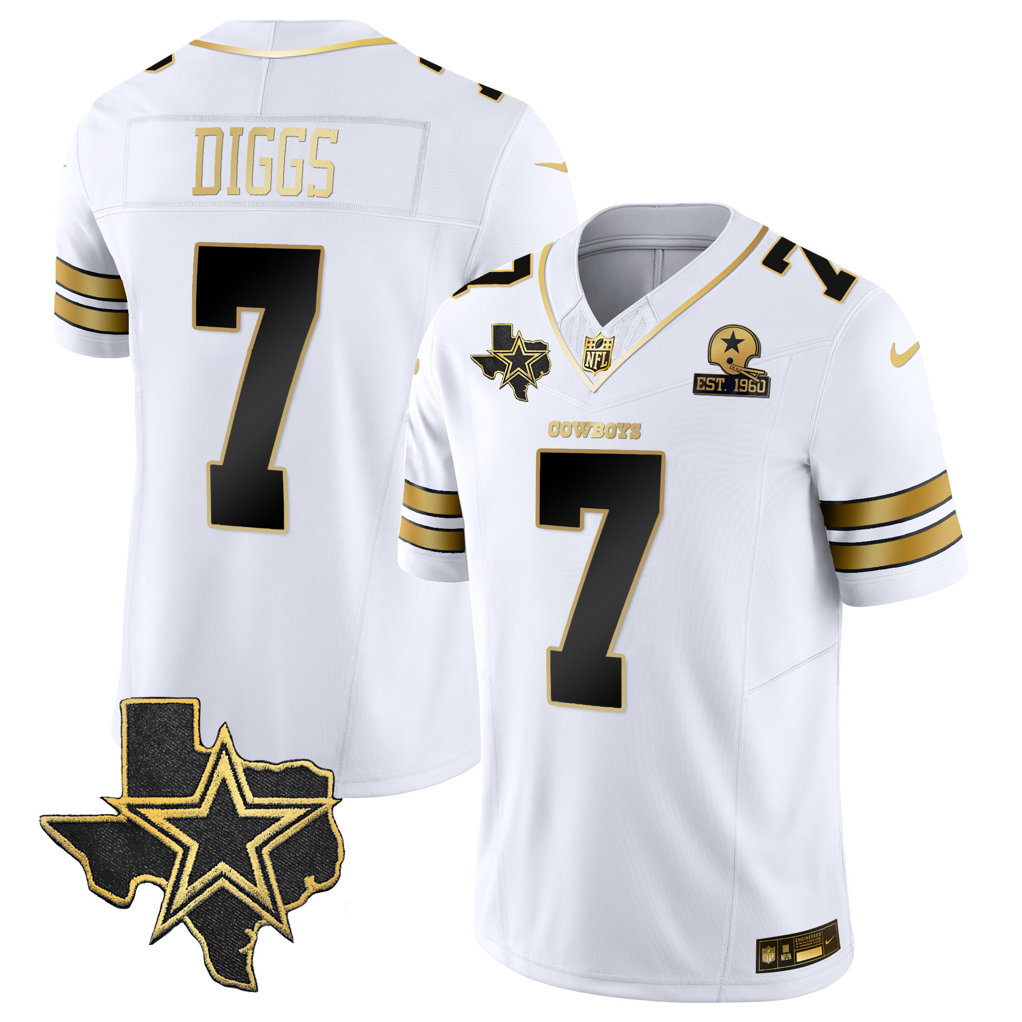 Trevon Diggs Men's Dallas Cowboys Vapor Gold White Gold Jersey - All Stitched