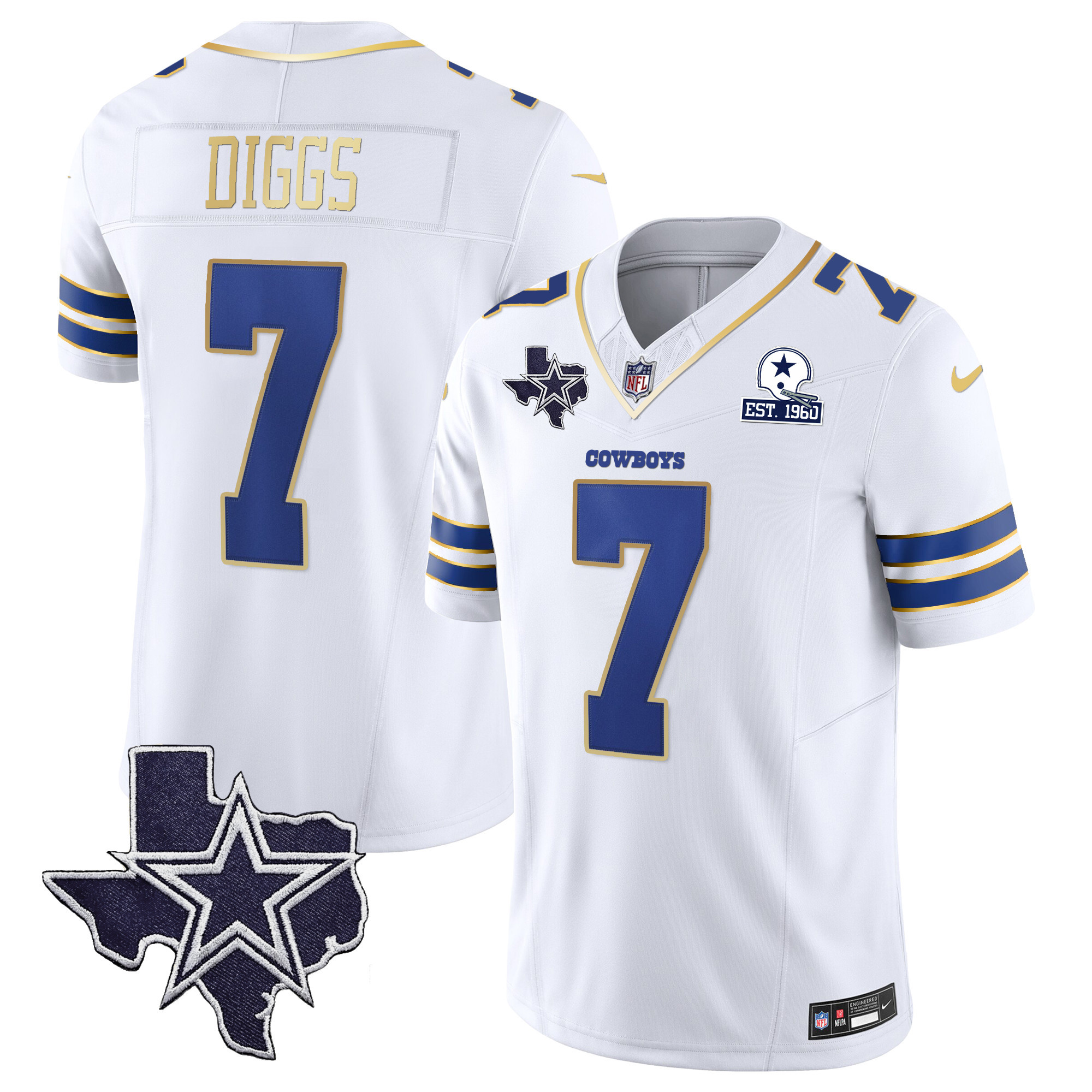 Trevon Diggs Men's Dallas Cowboys Vapor Gold White Gold Trim Jersey - All Stitched