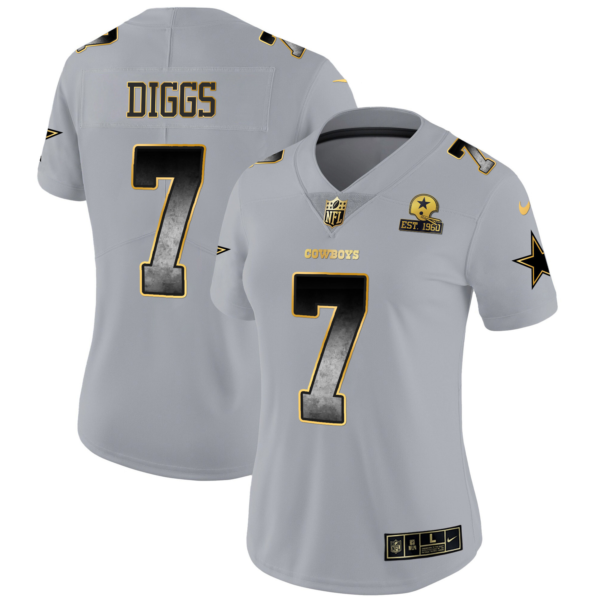 Trevon Diggs Women's Dallas Cowboys Arch Smoke Vapor Gray Jersey - All Stitched