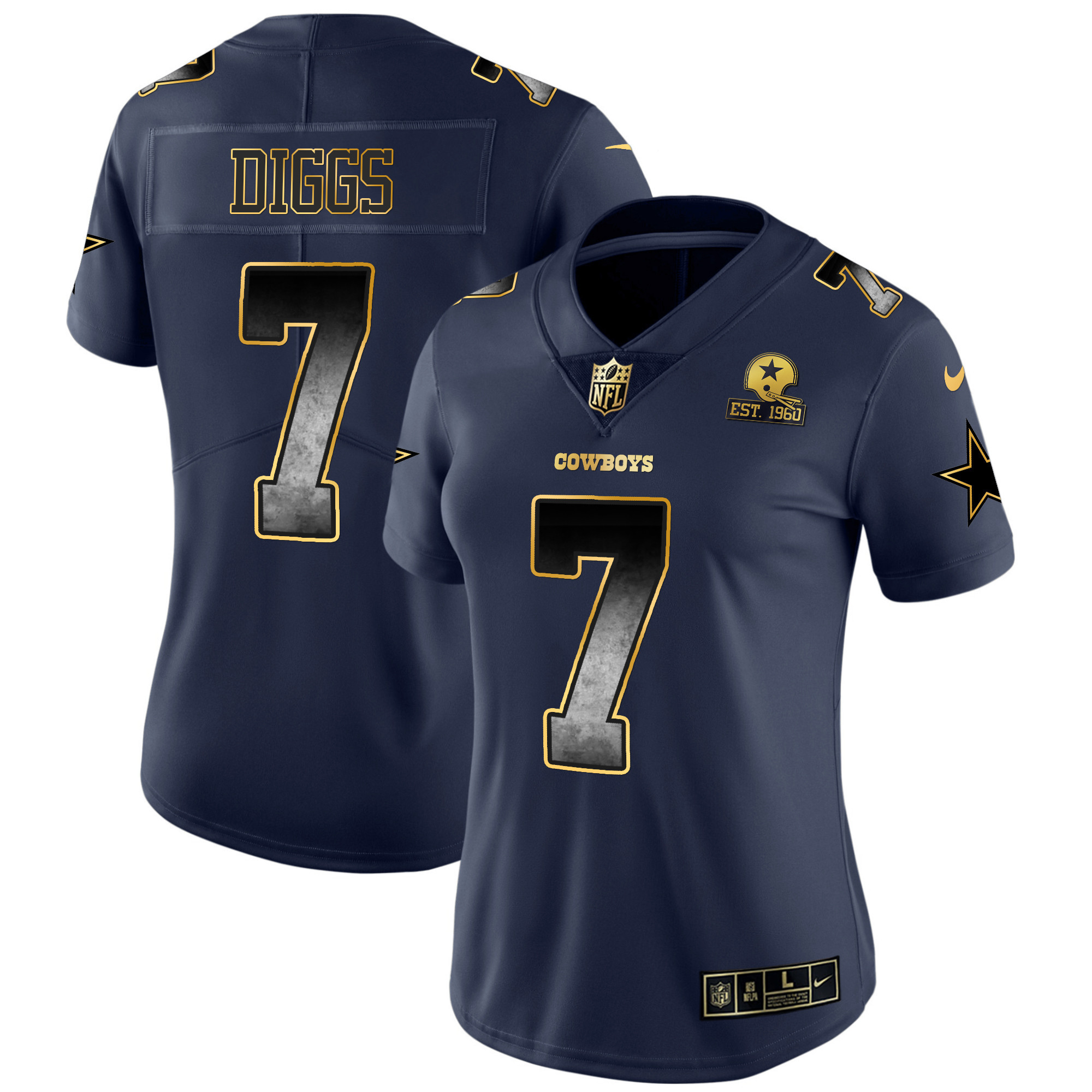 Trevon Diggs Women's Dallas Cowboys Arch Smoke Vapor Navy Jersey - All Stitched