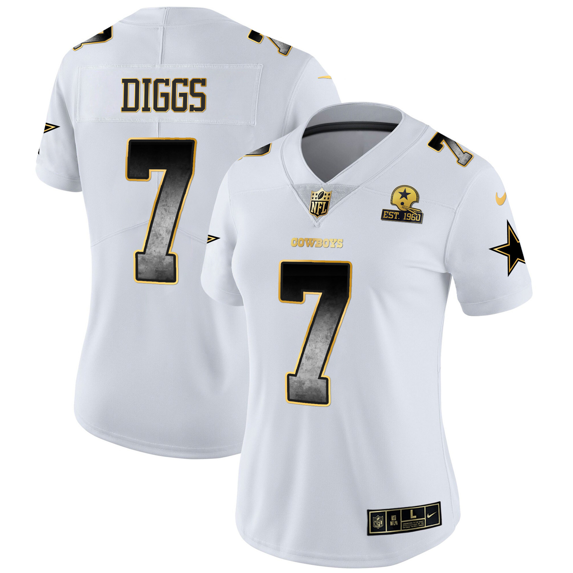 Trevon Diggs Women's Dallas Cowboys Arch Smoke Vapor White Jersey - All Stitched
