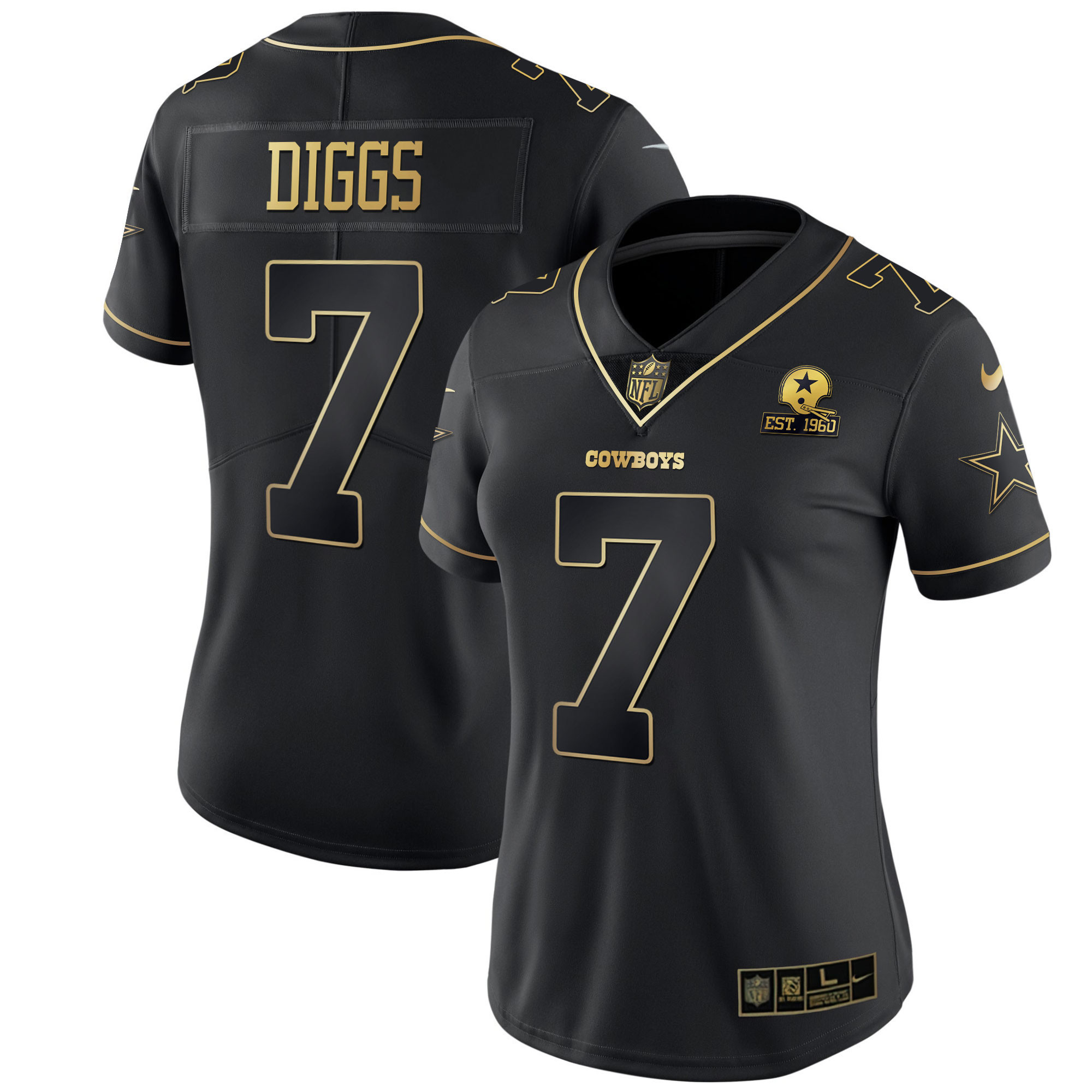 Trevon Diggs Women's Dallas Cowboys Black Gold & White Gold - All Stitched Black Gold Jersey - All Stitched