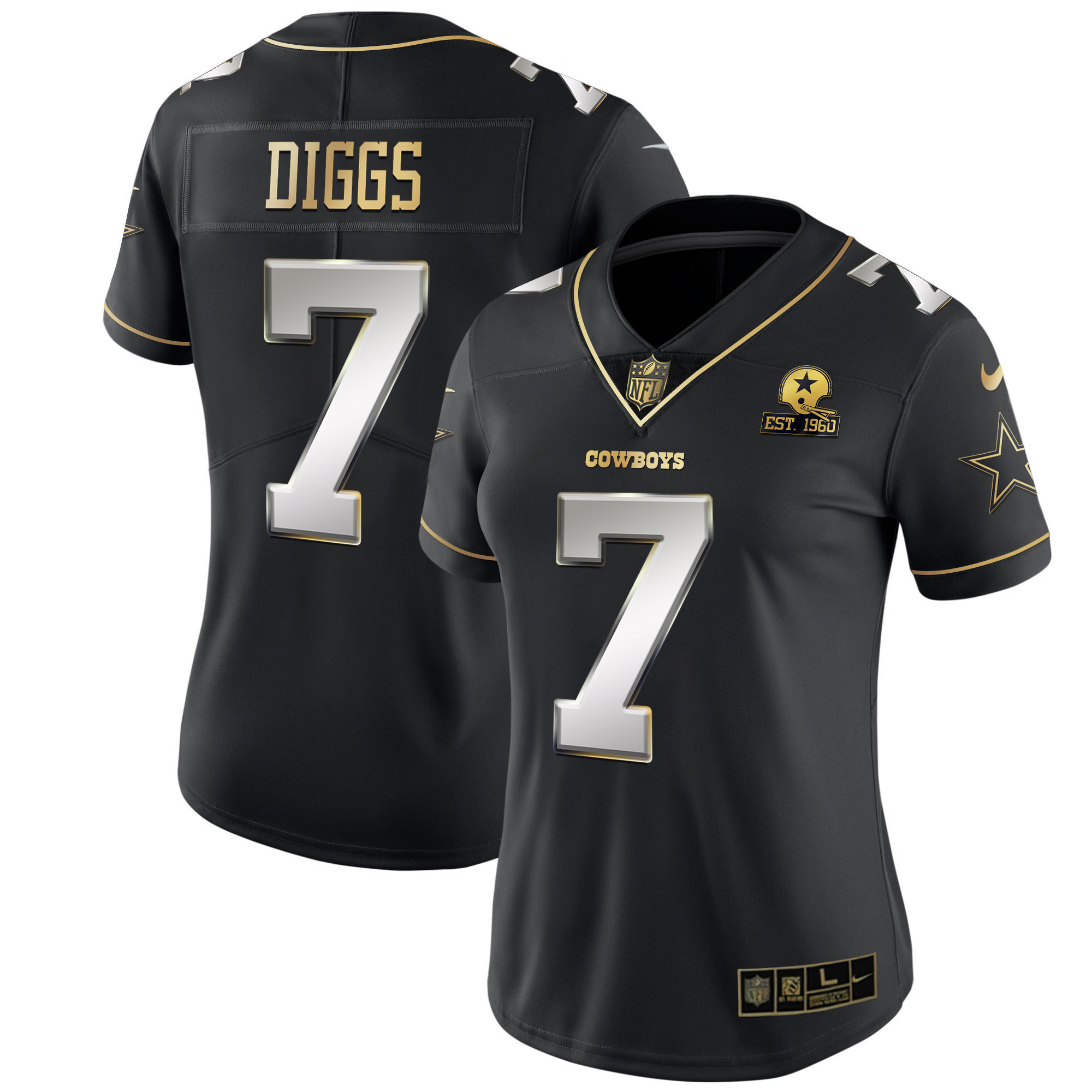 Trevon Diggs Women's Dallas Cowboys Black Gold & White Gold - All Stitched Black Limited Jersey - All Stitched