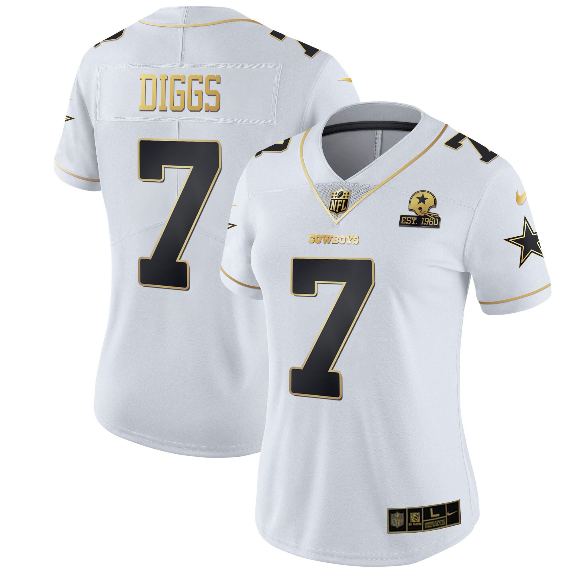 Trevon Diggs Women's Dallas Cowboys Black Gold & White Gold - All Stitched White Gold Jersey - All Stitched