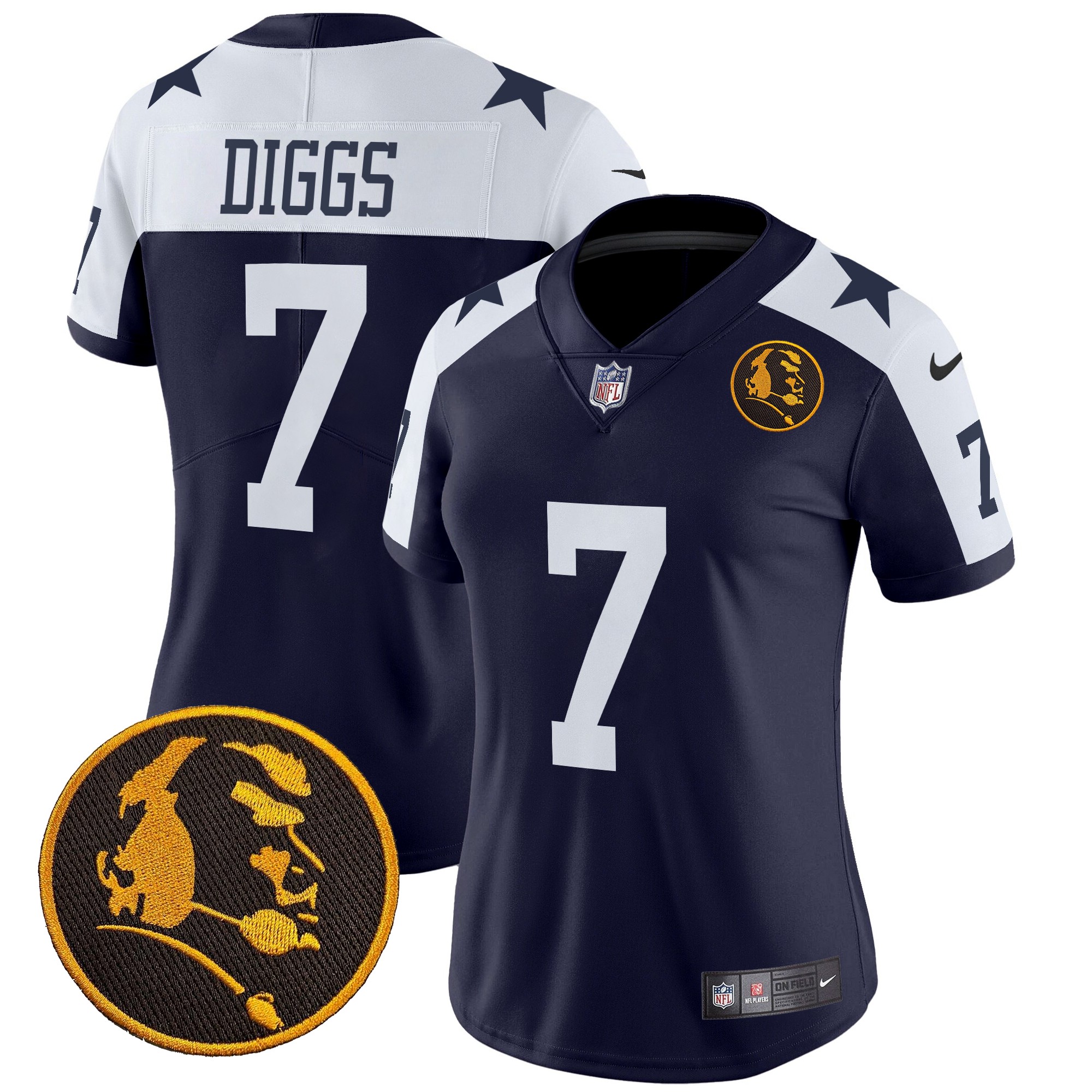 Trevon Diggs Women's Dallas Cowboys Texas & John Madden Patch Vapor Limited Navy Alternate Jersey - All Stitched
