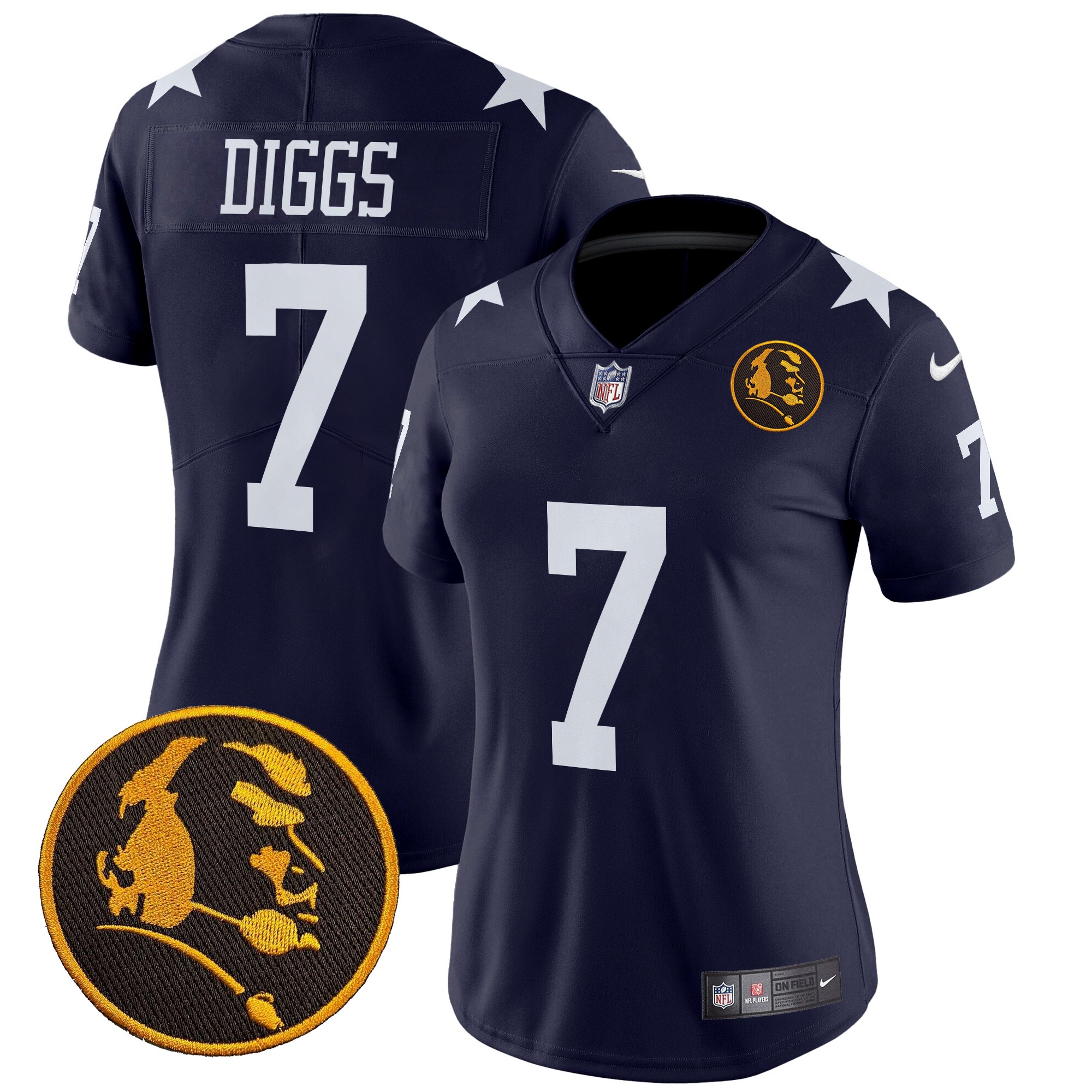 Trevon Diggs Women's Dallas Cowboys Texas & John Madden Patch Vapor Limited Navy Jersey - All Stitched