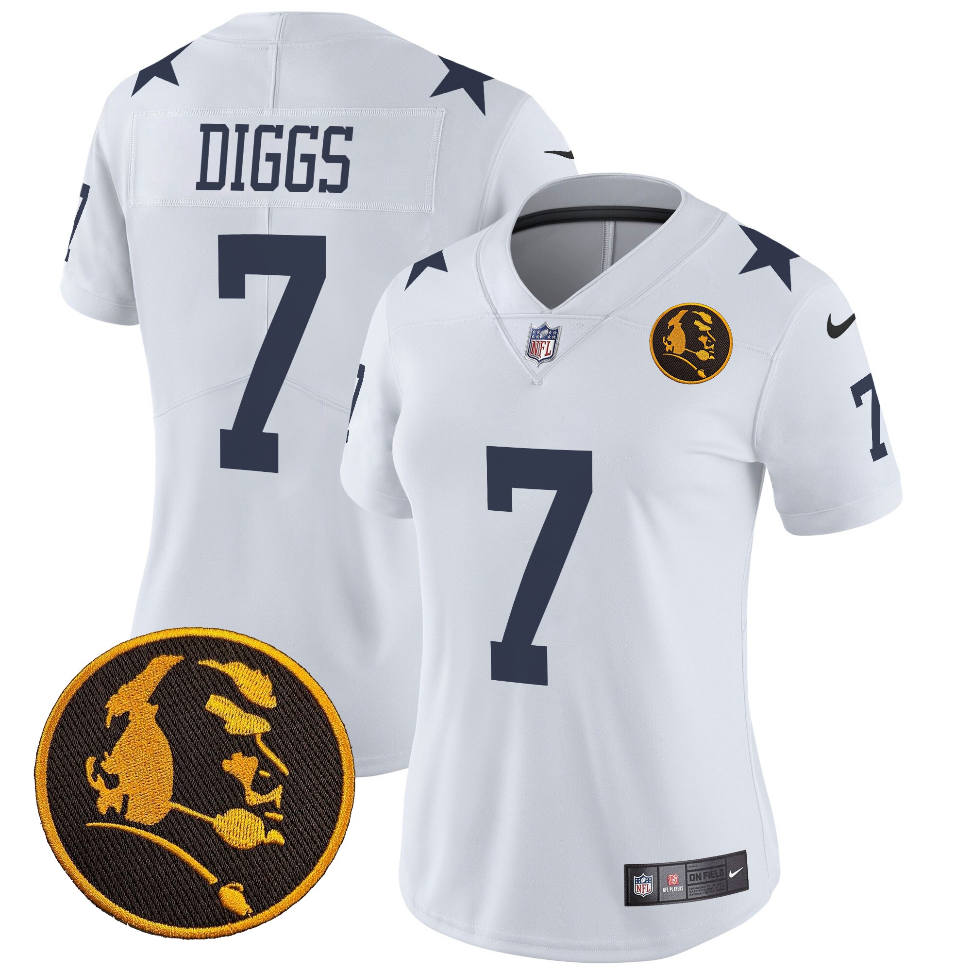 Trevon Diggs Women's Dallas Cowboys Texas & John Madden Patch Vapor Limited White Jersey - All Stitched