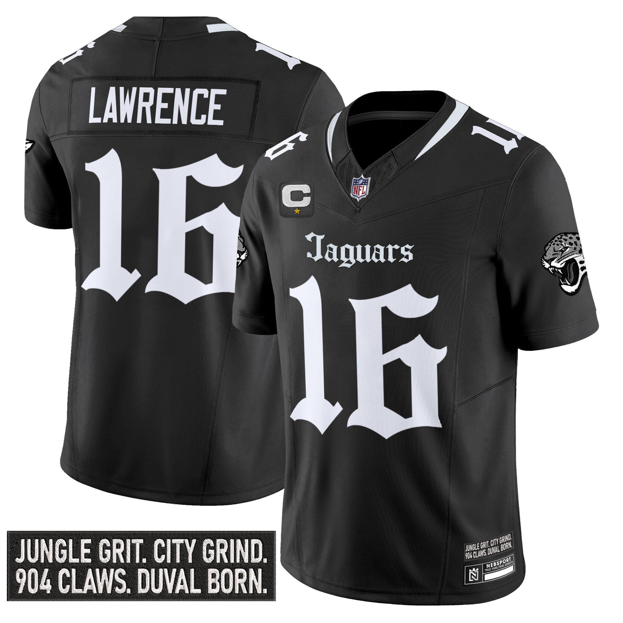 Trevor Lawrence Men's Jacksonville Jaguars 'Gothic Duvall Shadows Edition' Vapor Black Jersey - All Stitched