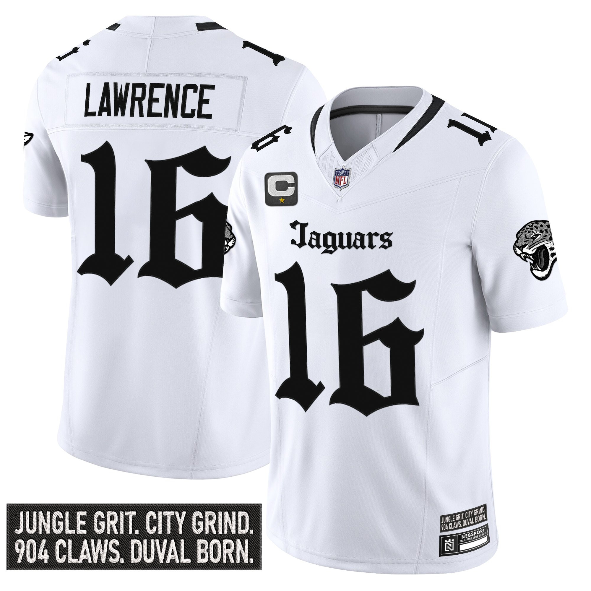 Trevor Lawrence Men's Jacksonville Jaguars 'Gothic Duvall Shadows Edition' Vapor White Jersey - All Stitched