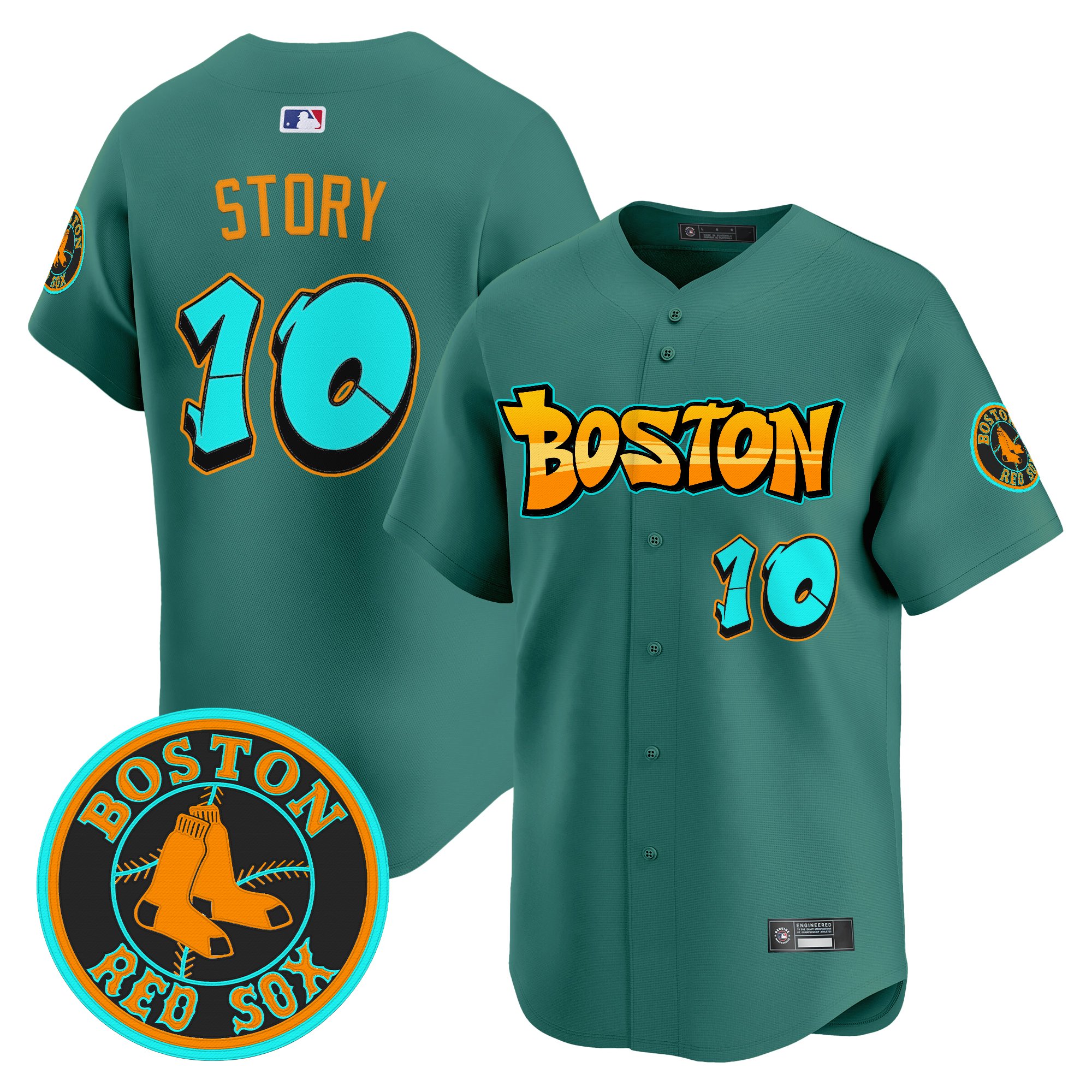 Trevor Story Men's Boston Red Sox 'Graffiti Streetstyle Edition' Vapor Premier Limited Green Monster Jersey - All Stitched